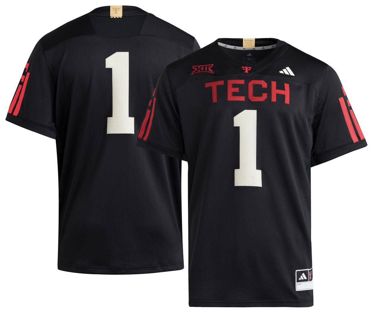 adidas Men's Texas Tech Red Raiders Black Strategy 100 Years Anniversary Jersey