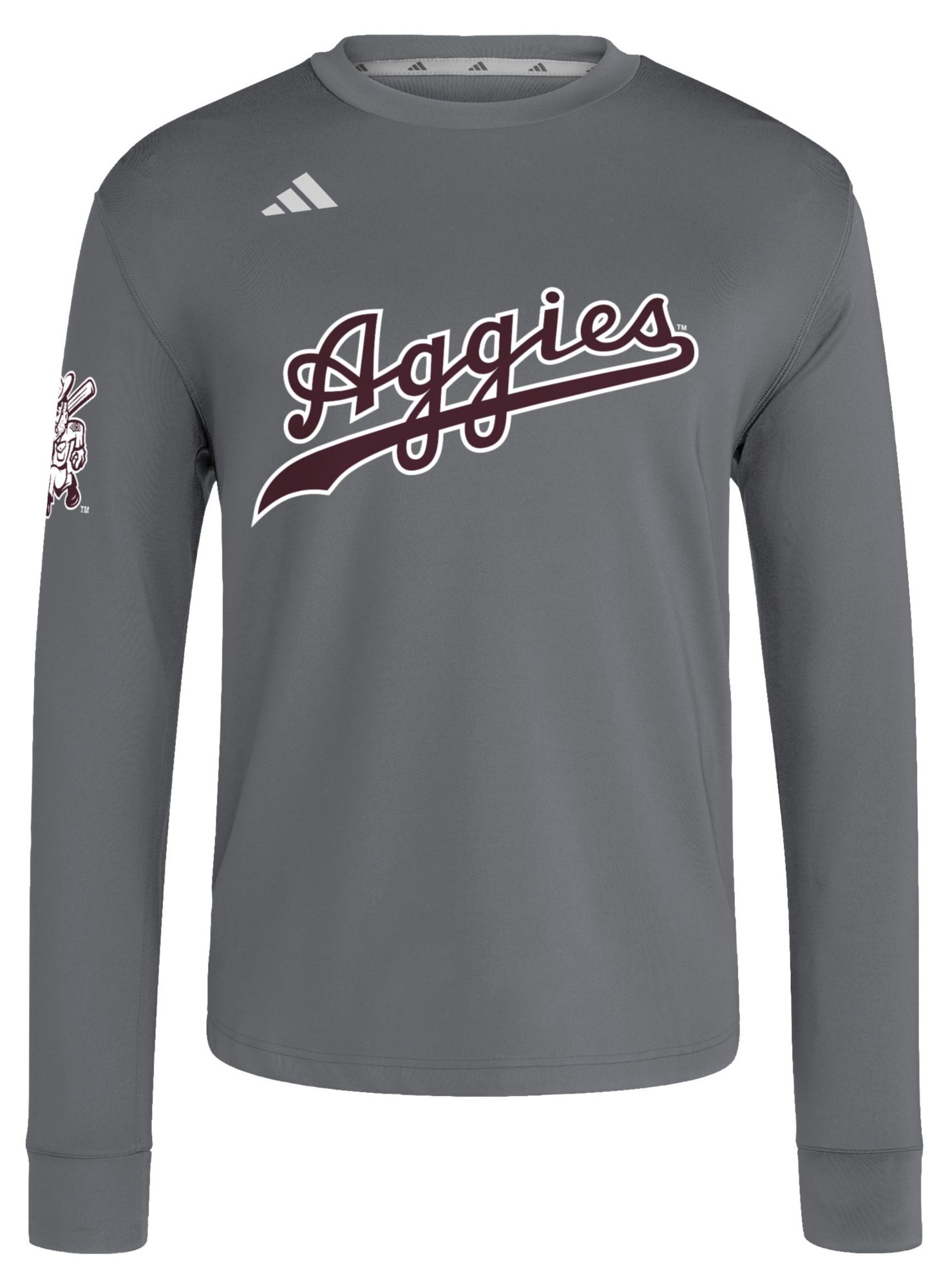 adidas Men's Texas A&M Aggies Dark Gray Dugout Crewneck Sweatshirt