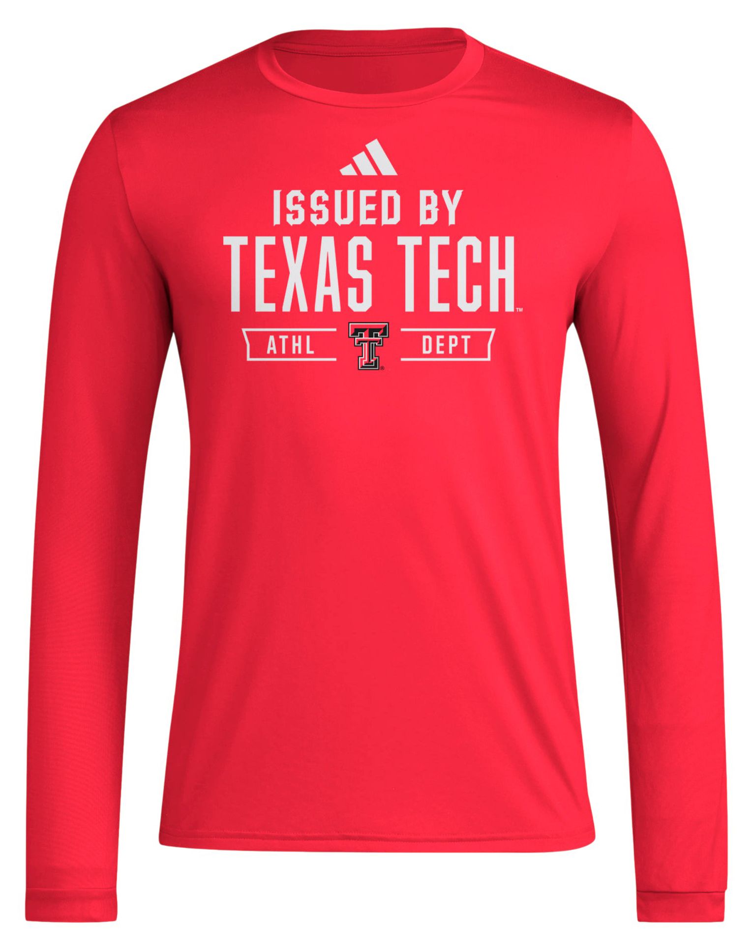 adidas Men's Texas Tech Red Raiders Team Power Red Property Pregame Long Sleeve Shirt