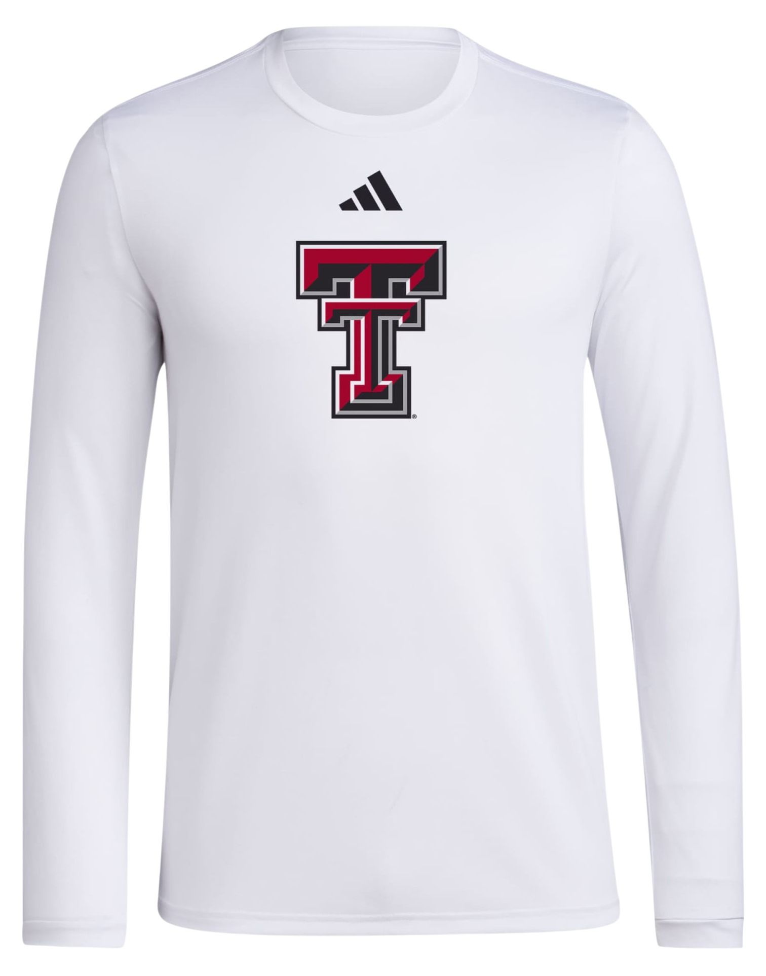adidas Men's Texas Tech Red Raiders White Pregame Logo Long Sleeve Shirt