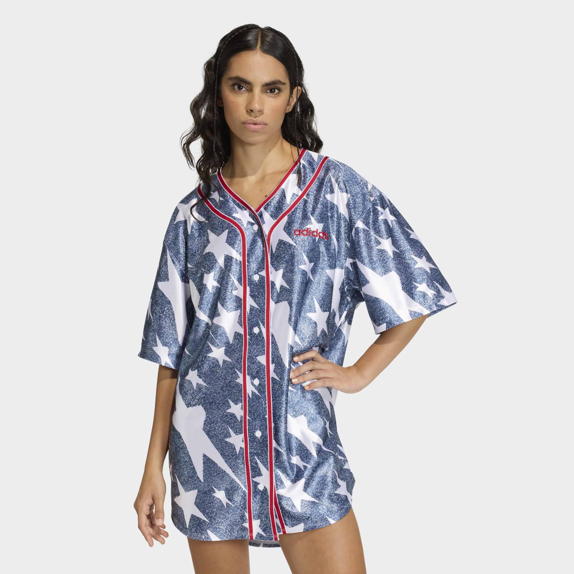 adidas Originals Women's Denim Graphic Baseball Shirt