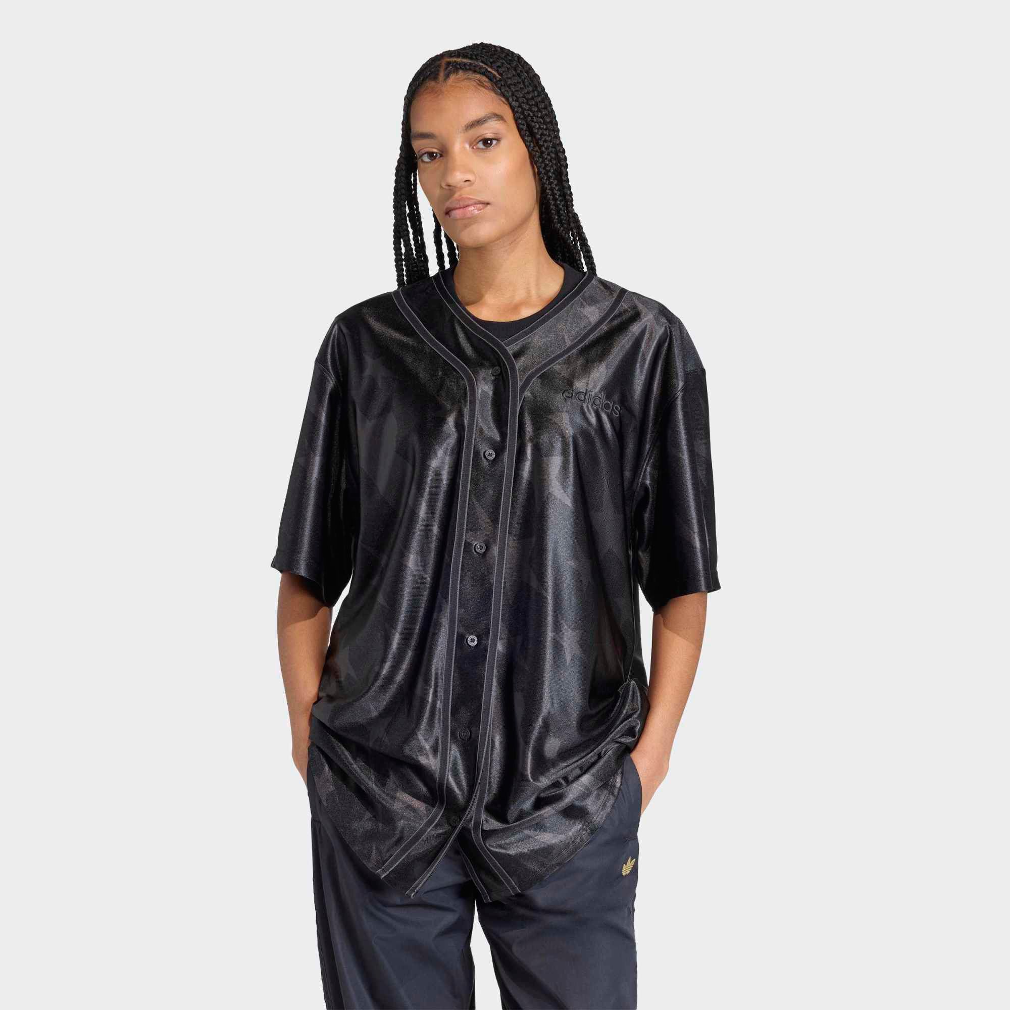 adidas Originals Women's Denim Graphic Baseball Shirt