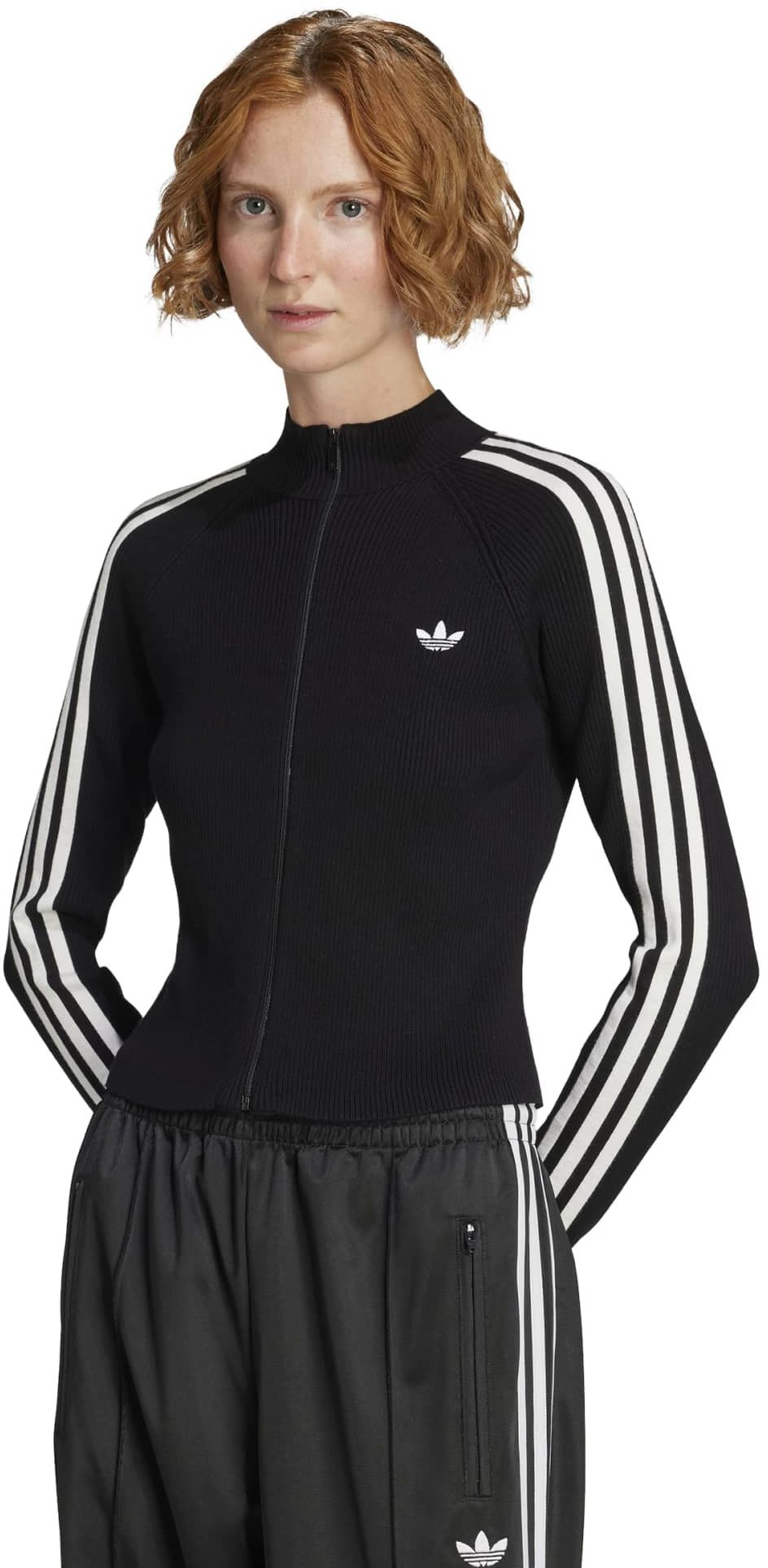 adidas Originals Women's Adicolor 3-Stripes Slim Knit Track Top Black thumbnail