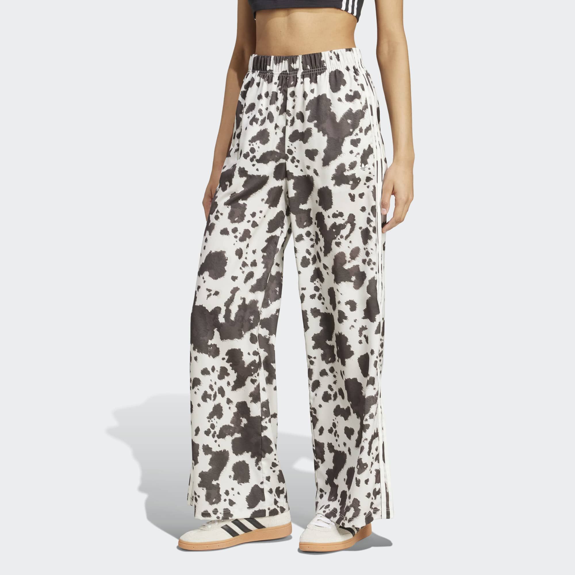 adidas Originals Women's Cow Print Satin Wide Leg Pants
