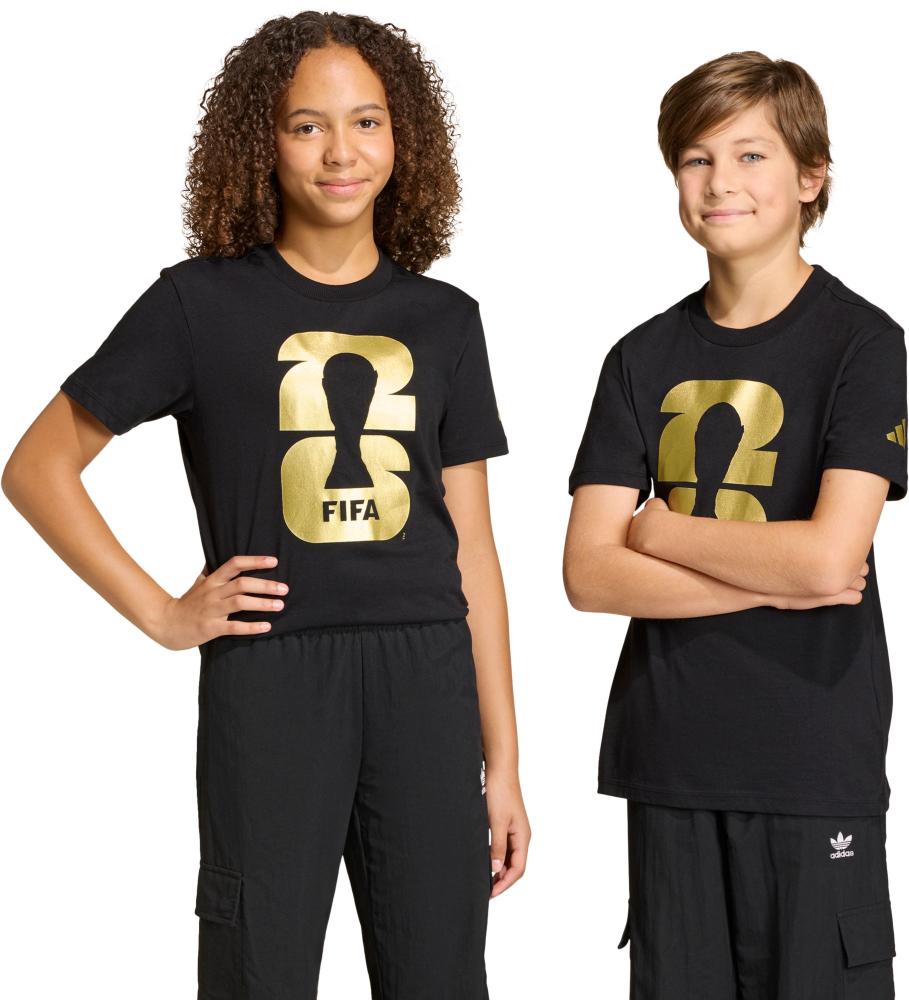adidas Youth 2026 FIFA World Cup Official Emblem Black T-Shirt