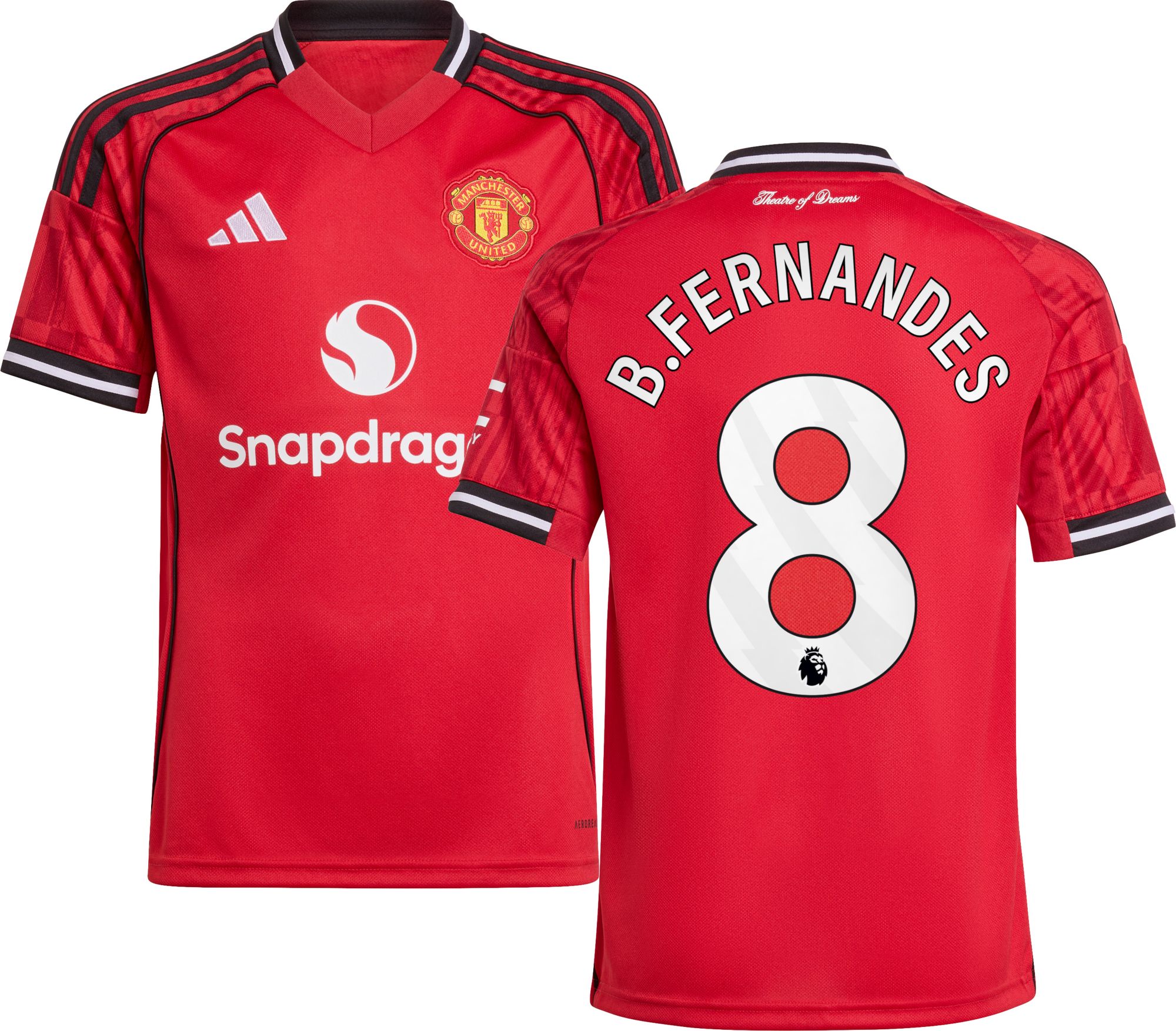 adidas Youth Manchester United Bruno Fernandes #8 2025-26 Home Replica Jersey