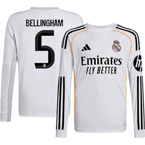 adidas Youth Real Madrid Jude Bellingham #5 2025 Home Long