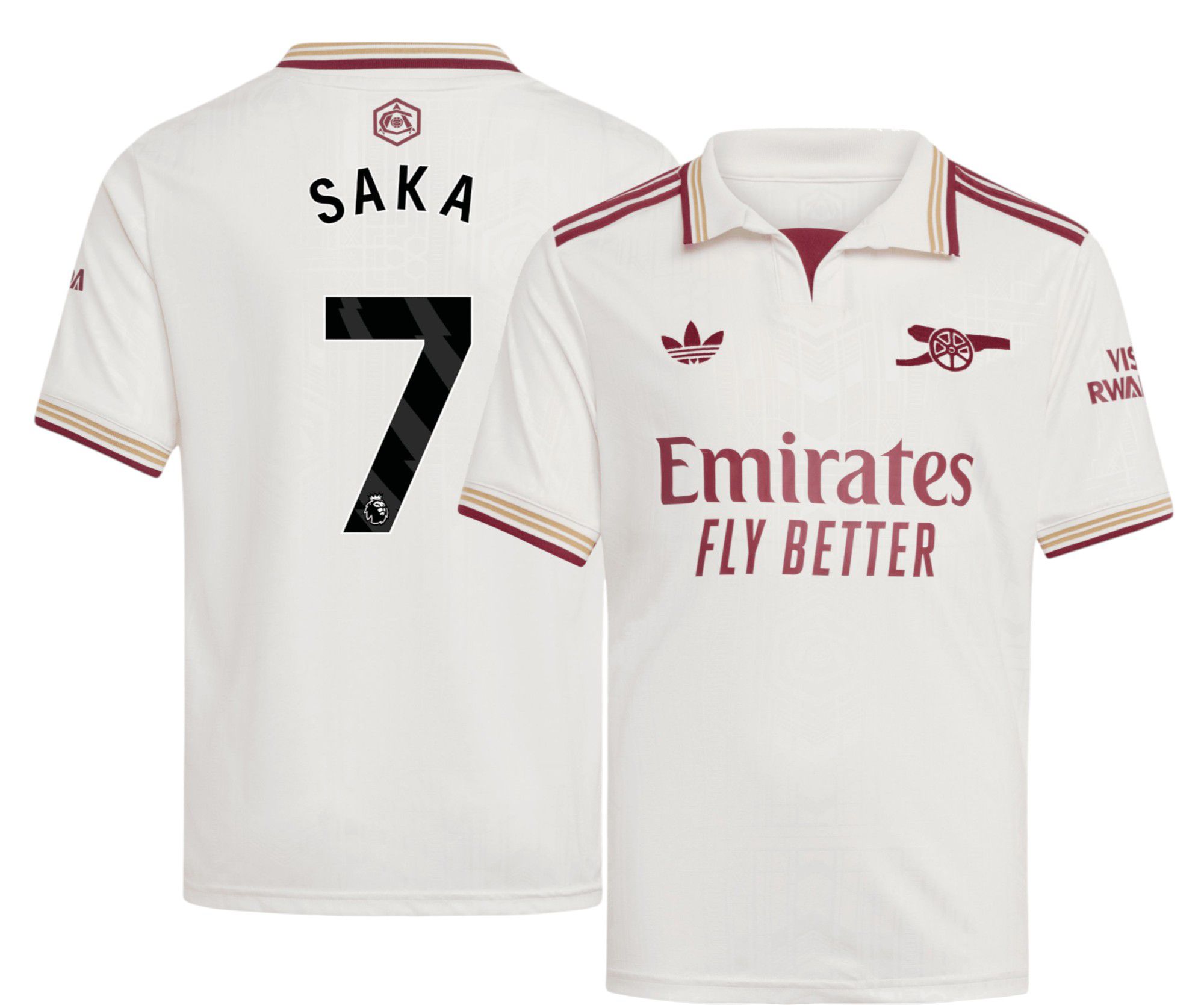 adidas Youth Arsenal Bukayo Saka #7 White Third Replica Jersey