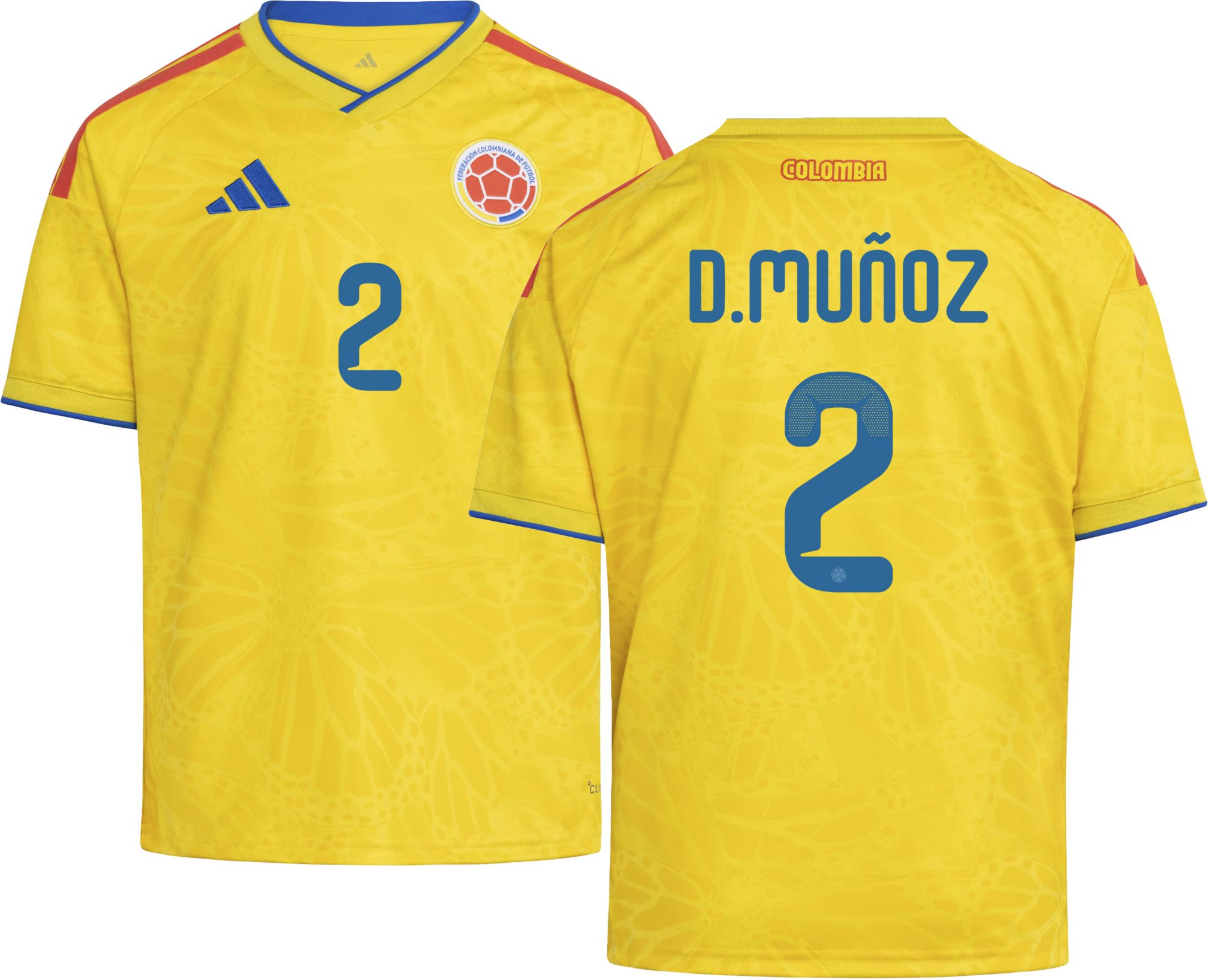 adidas Youth Colombia Daniel Munoz #2 2026 Home Replica Jersey