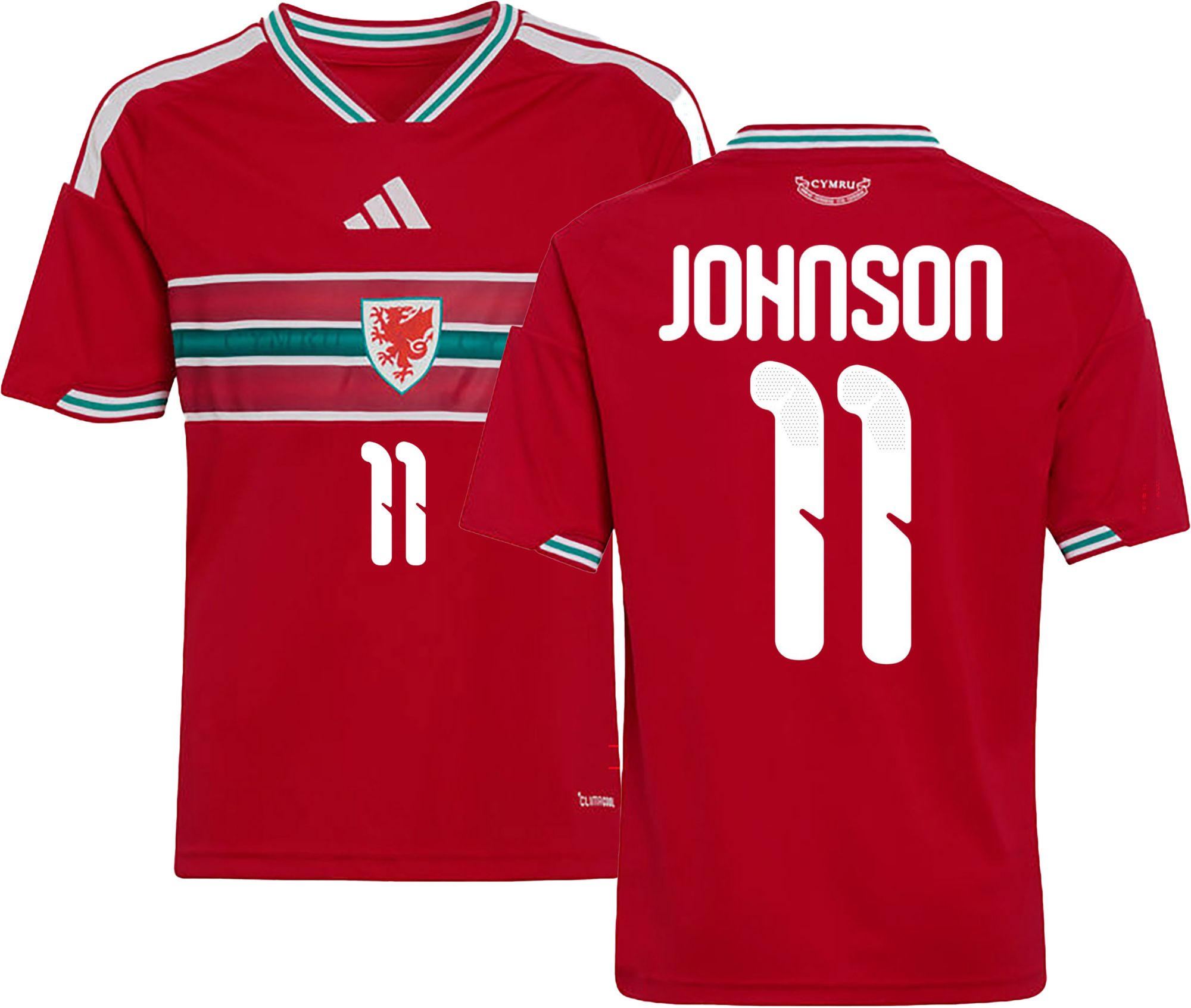 adidas Youth Wales Brennan Johnson #11 2026 Home Replica Jersey