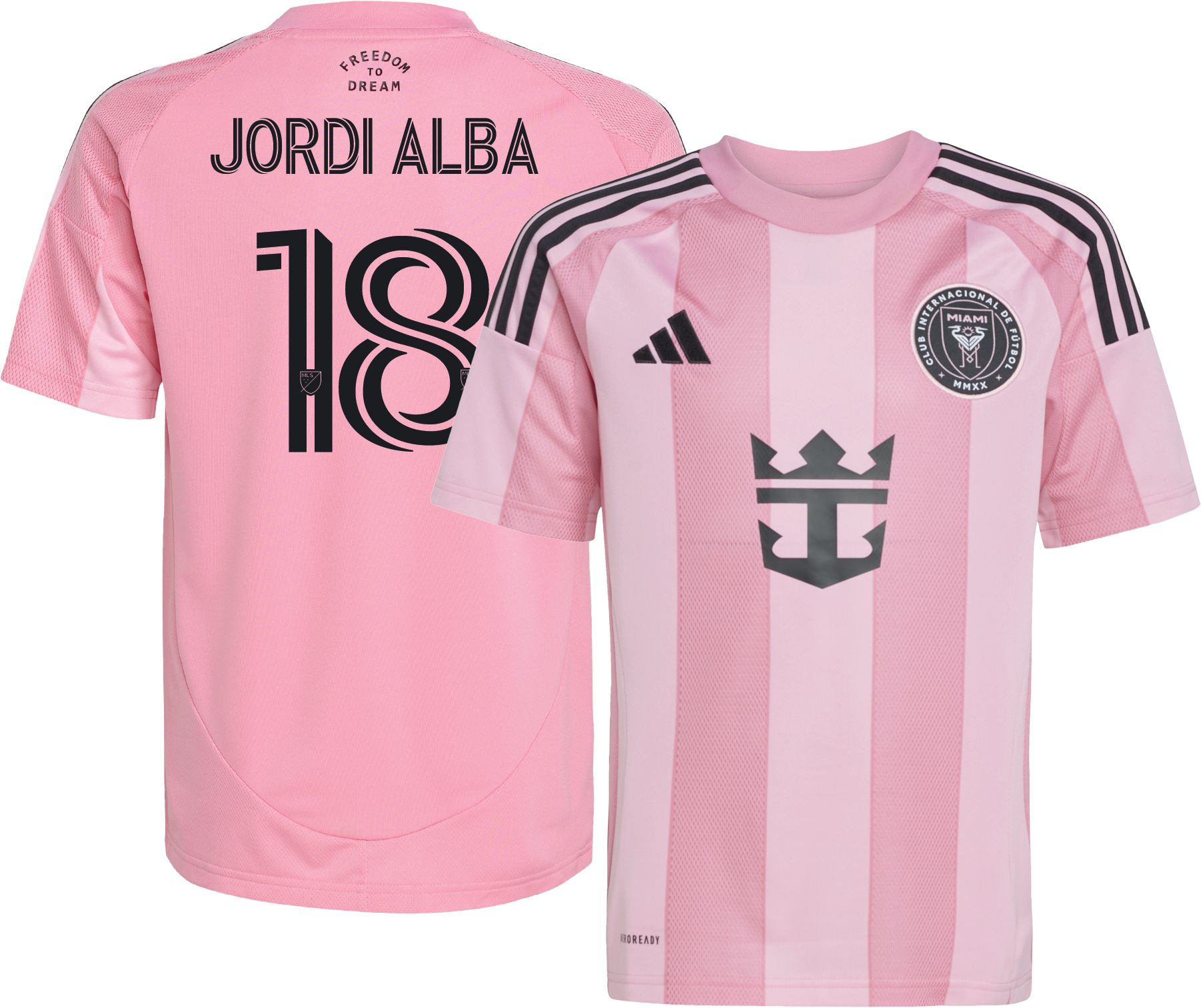 adidas Youth Inter Miami CF Jordi Alba #18 2025 Primary Replica Jersey