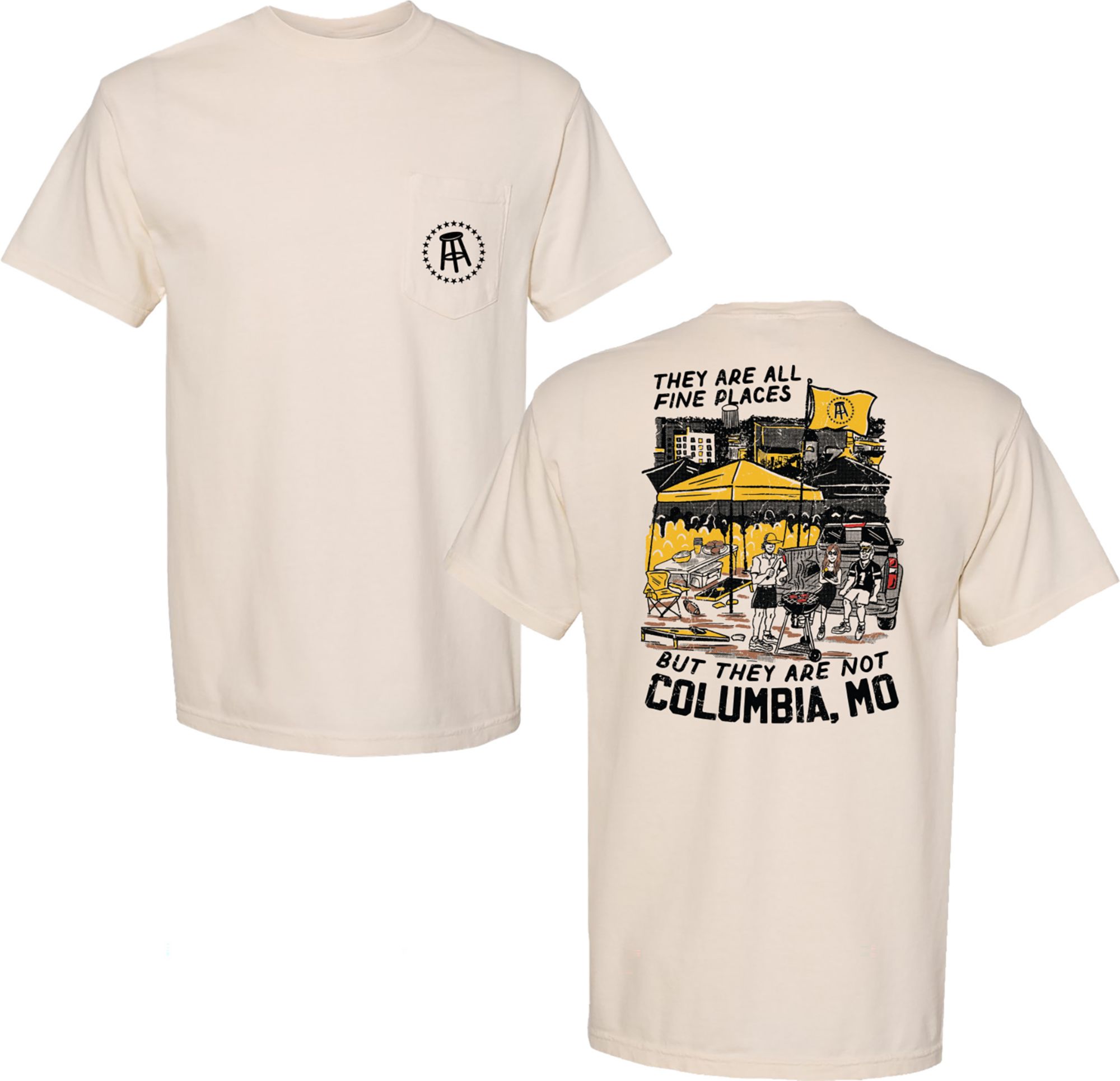Barstool Sports Unisex Columbia Cream College Tailgate 2-Hit T-Shirt