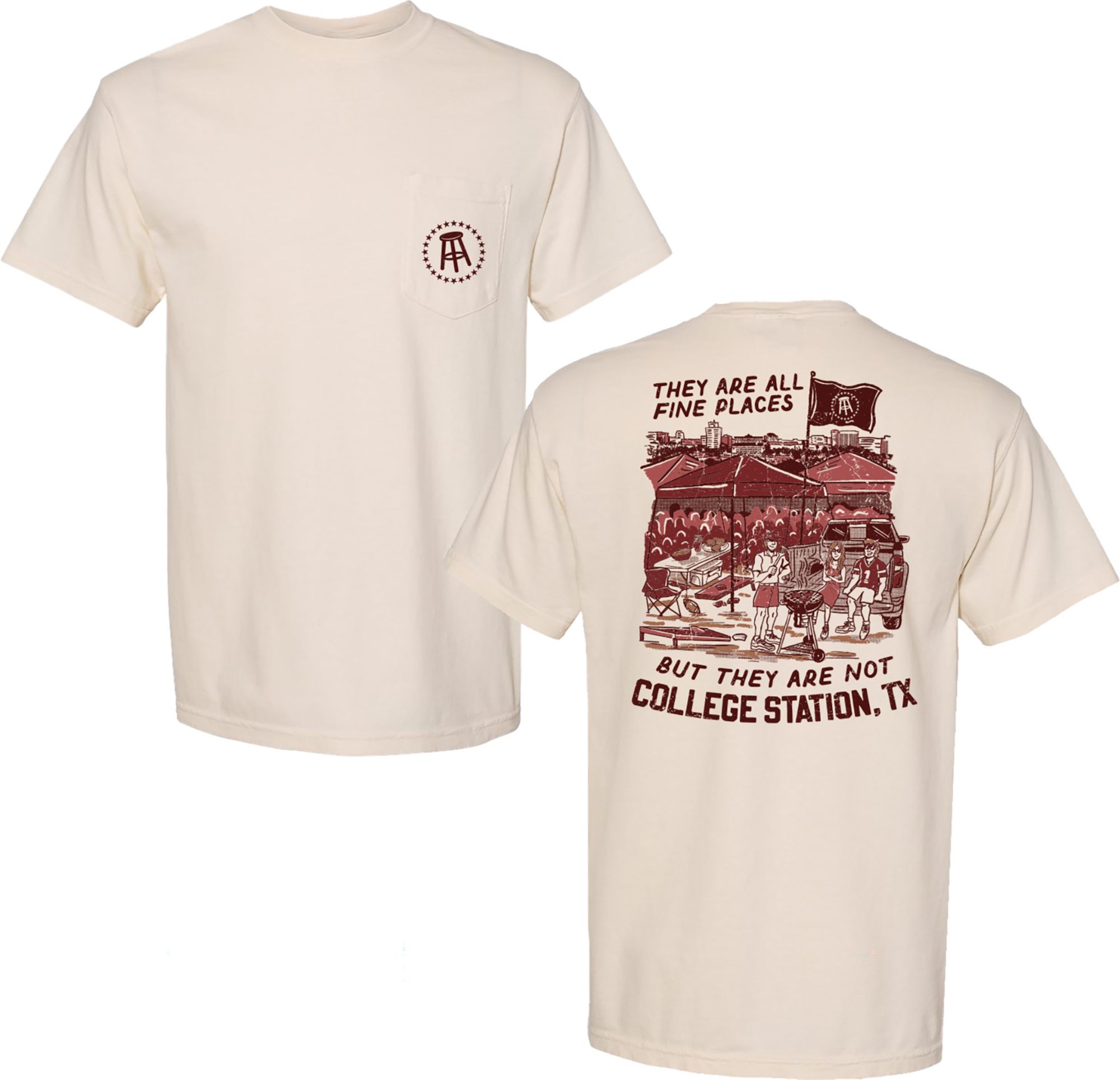 Barstool Sports Unisex College Station Cream College Tailgate 2-Hit T-Shirt