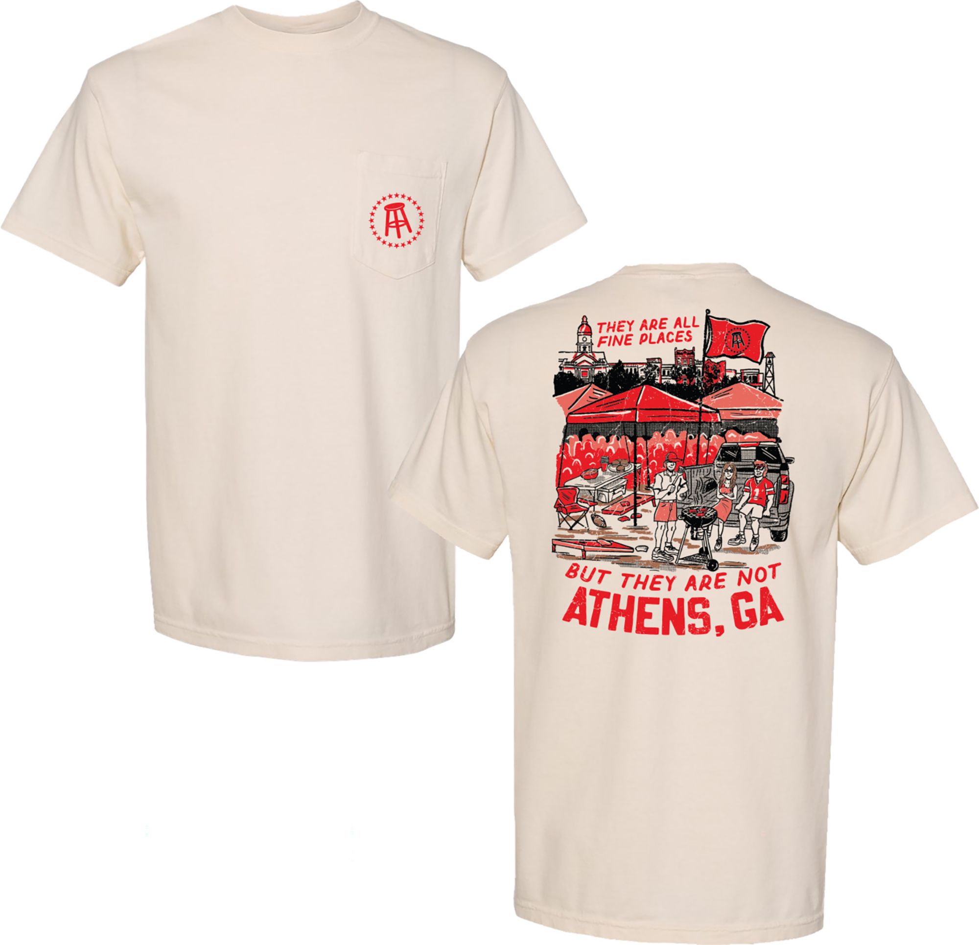 Barstool Sports Unisex Athens Cream College Tailgate 2-Hit T-Shirt