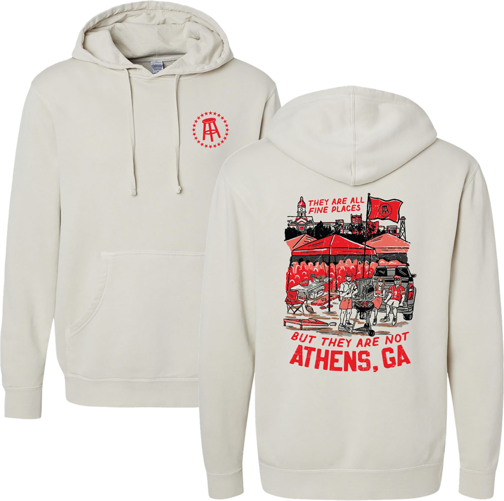 Barstool Sports Unisex Athens Cream College Tailgate Pullover Hoodie