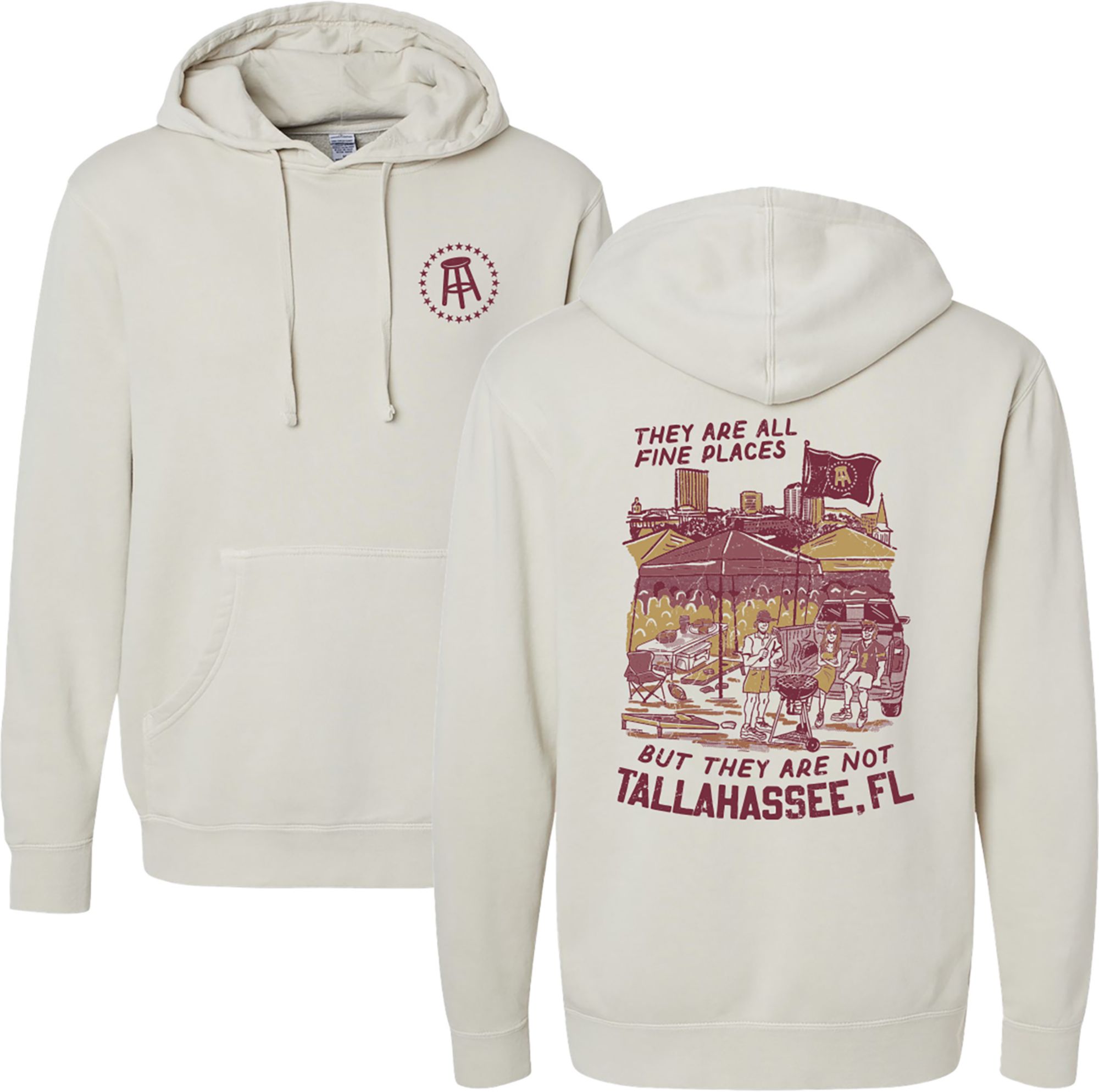Barstool Sports Unisex Tallahassee Cream College Tailgate Pullover Hoodie