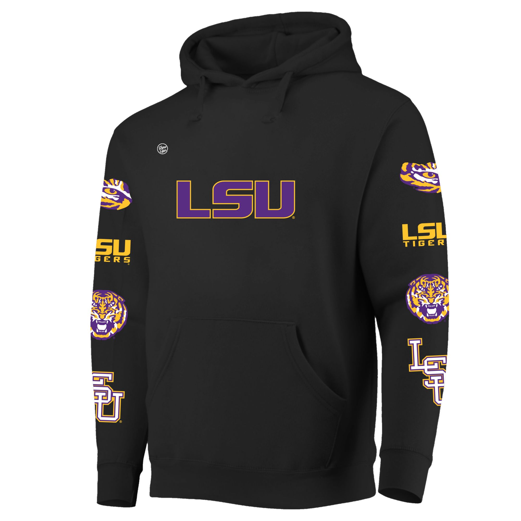 Dyme Lyfe Men's LSU Tigers Black Multi Sleeve Hit Pullover Hoodie