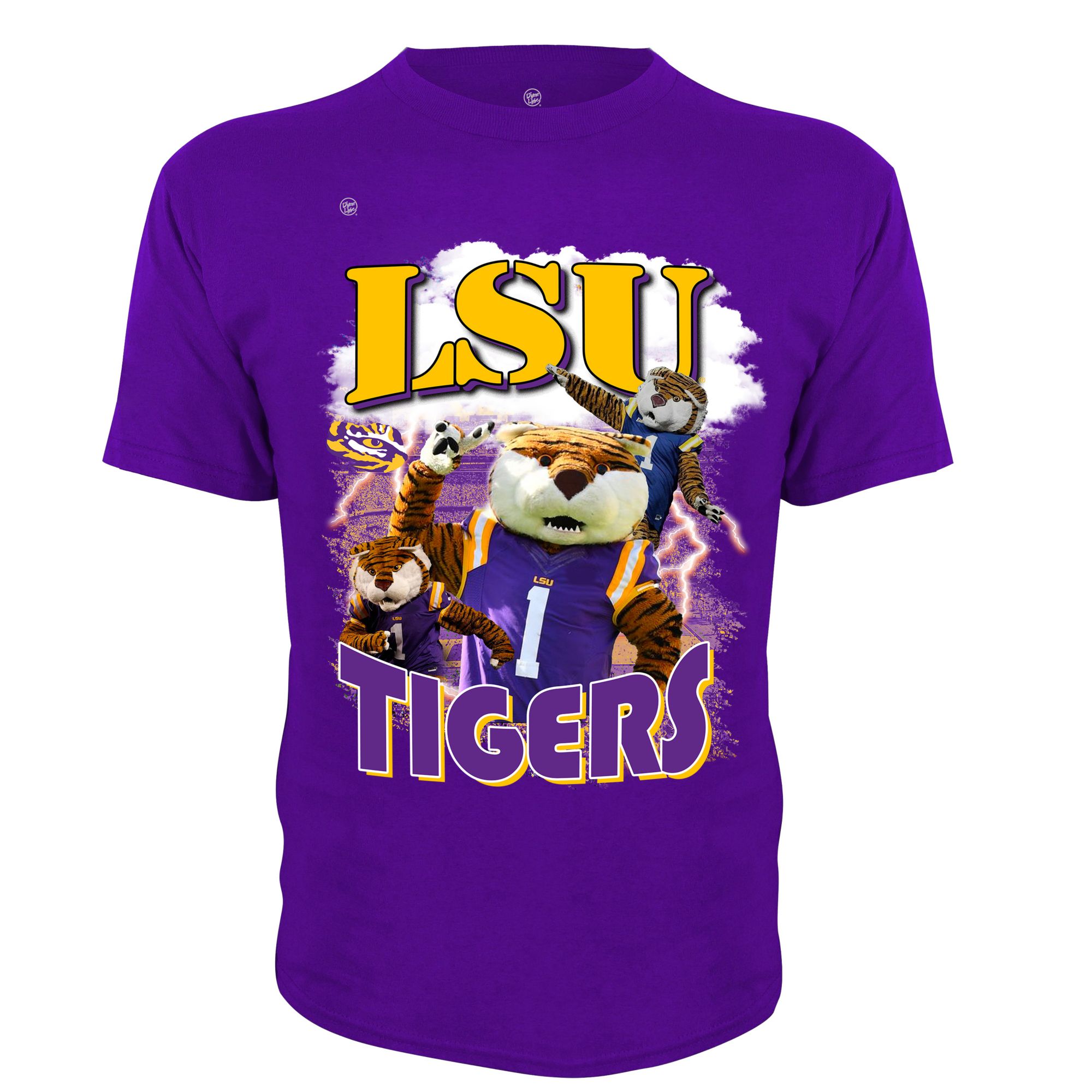 Dyme Lyfe Men's LSU Tigers Purple Mascot Short Sleeve T-Shirt