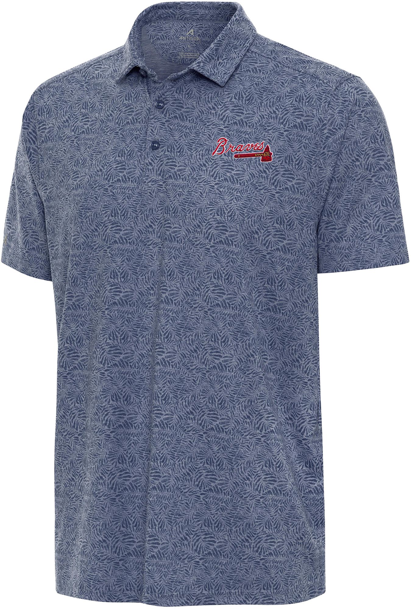 Antigua Men's Atlanta Braves Navy Tentril Polo