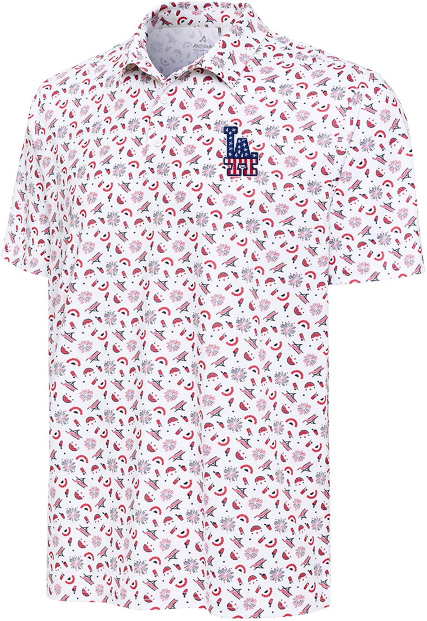 Antigua Men's Los Angeles Dodgers White Independence Polo