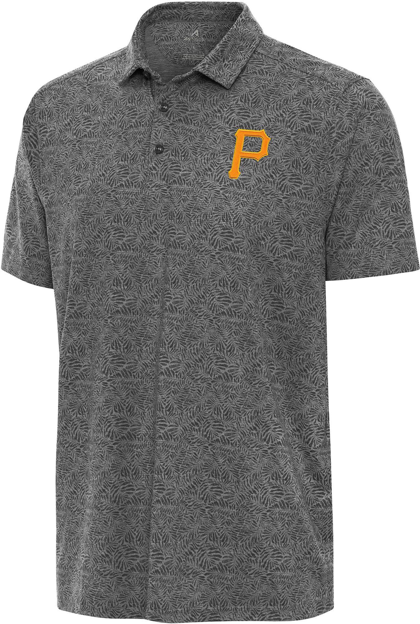 Antigua Men's Pittsburgh Pirates Black Tentril Polo