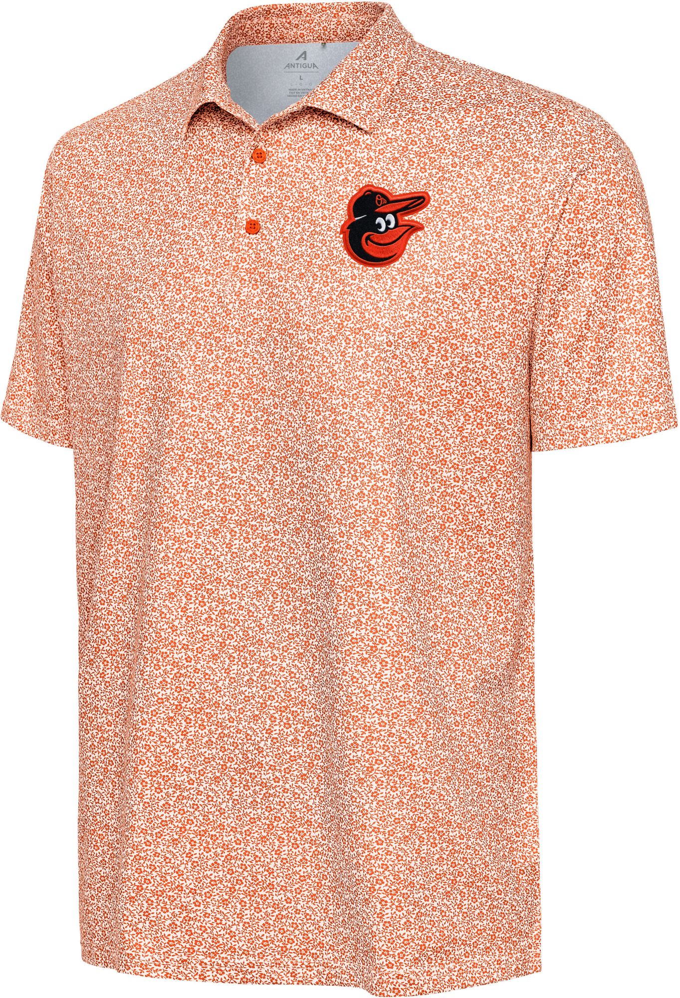 Antigua Men's Baltimore Orioles White Field Ditsy Polo