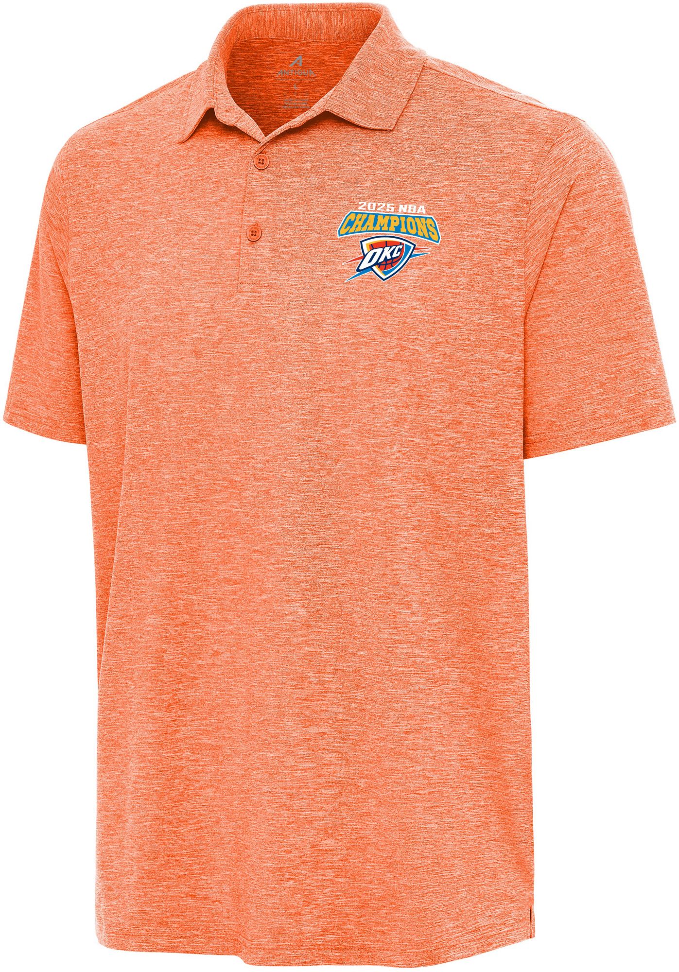Antigua Adult 2025 NBA Champions Oklahoma City Thunder Par 3 Orange Polo