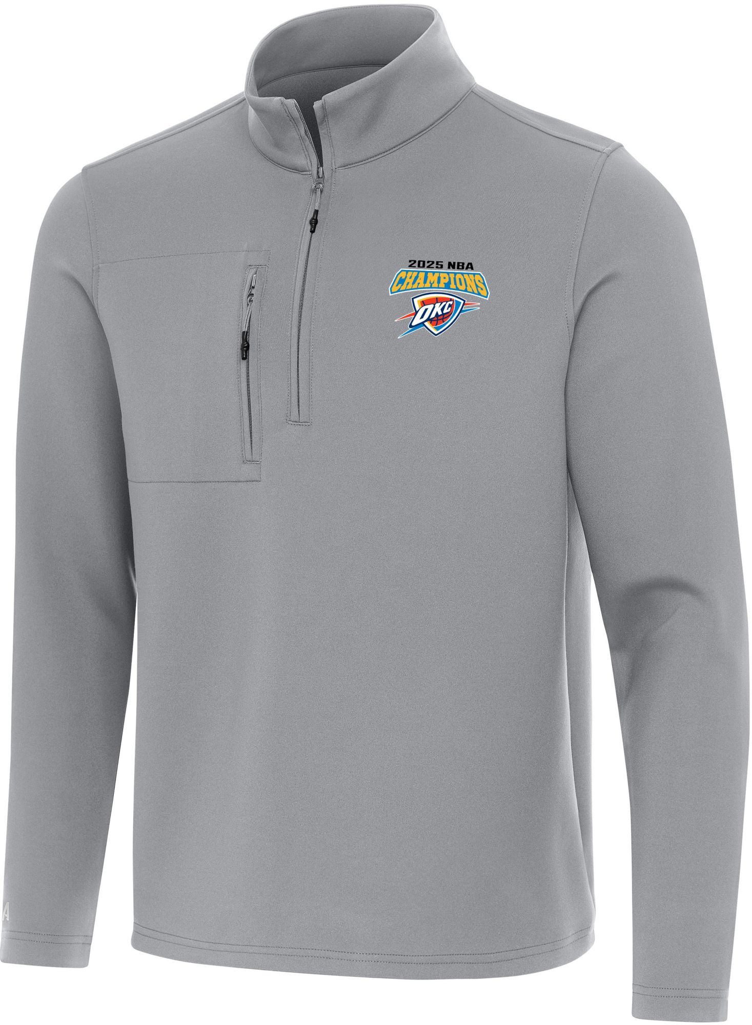 Antigua Adult 2025 NBA Champions Oklahoma City Thunder Insider Grey Quarter-Zip