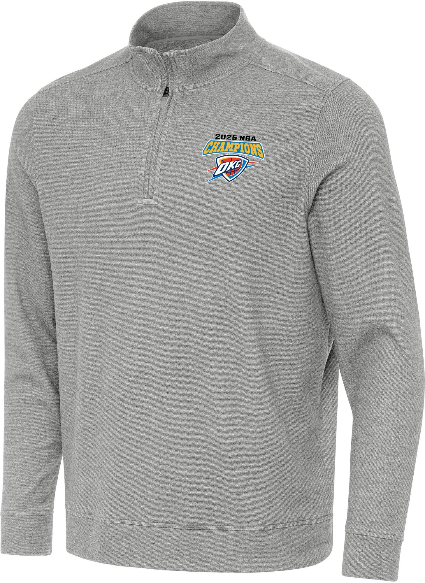 Antigua Adult 2025 NBA Champions Oklahoma City Thunder Subtle Grey Quarter-Zip