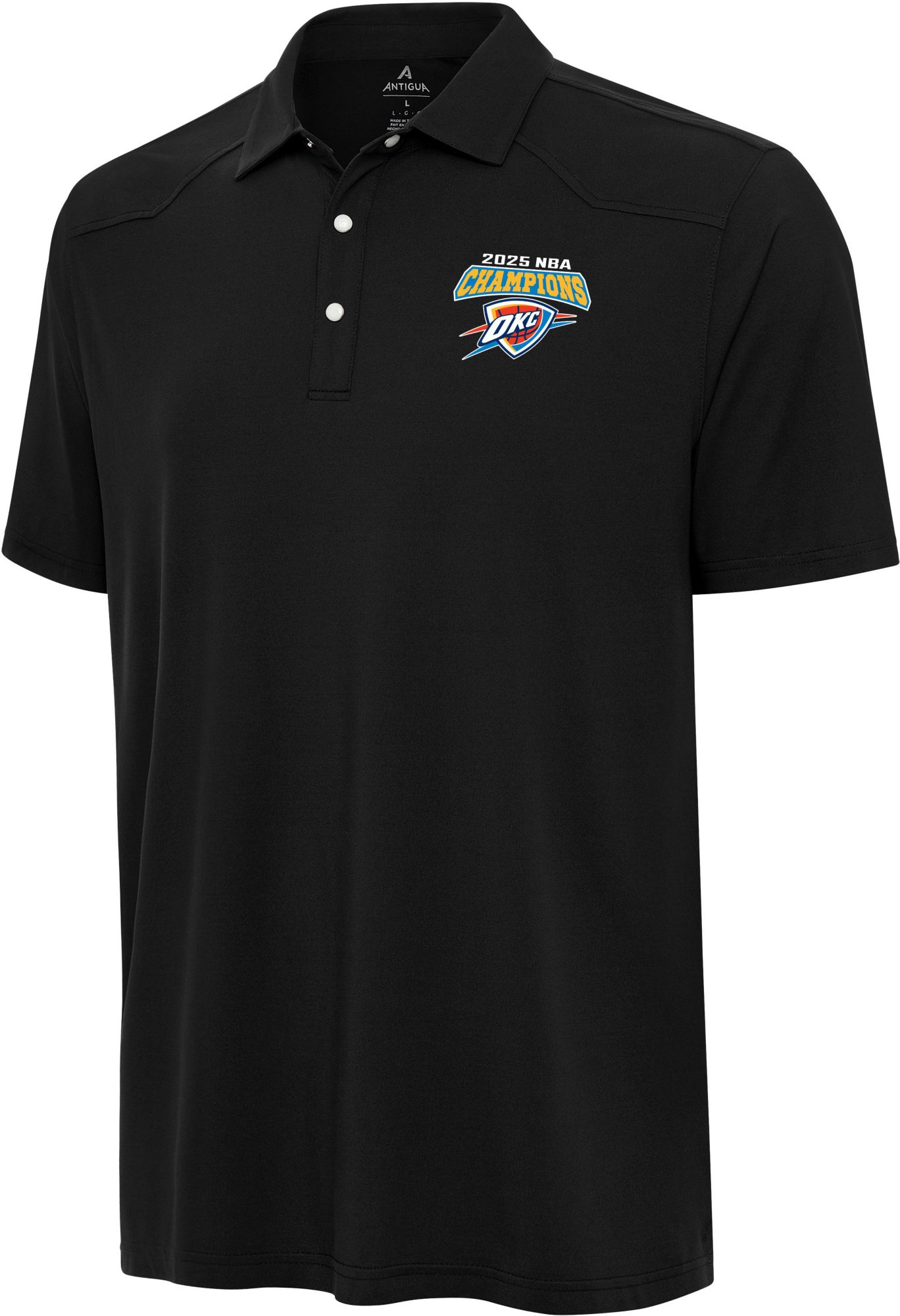 Antigua Adult 2025 NBA Champions Oklahoma City Thunder Western Black Polo