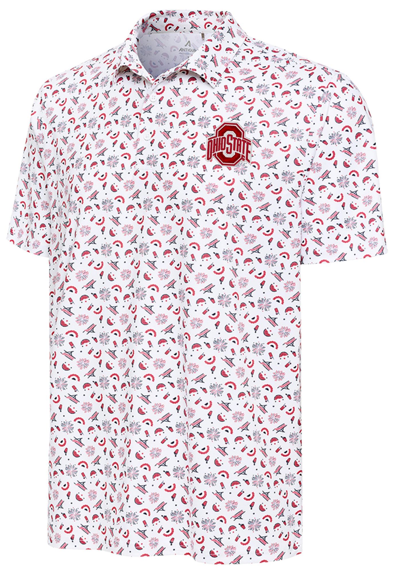 Antigua Men's Ohio State Buckeyes White Patriot Polo
