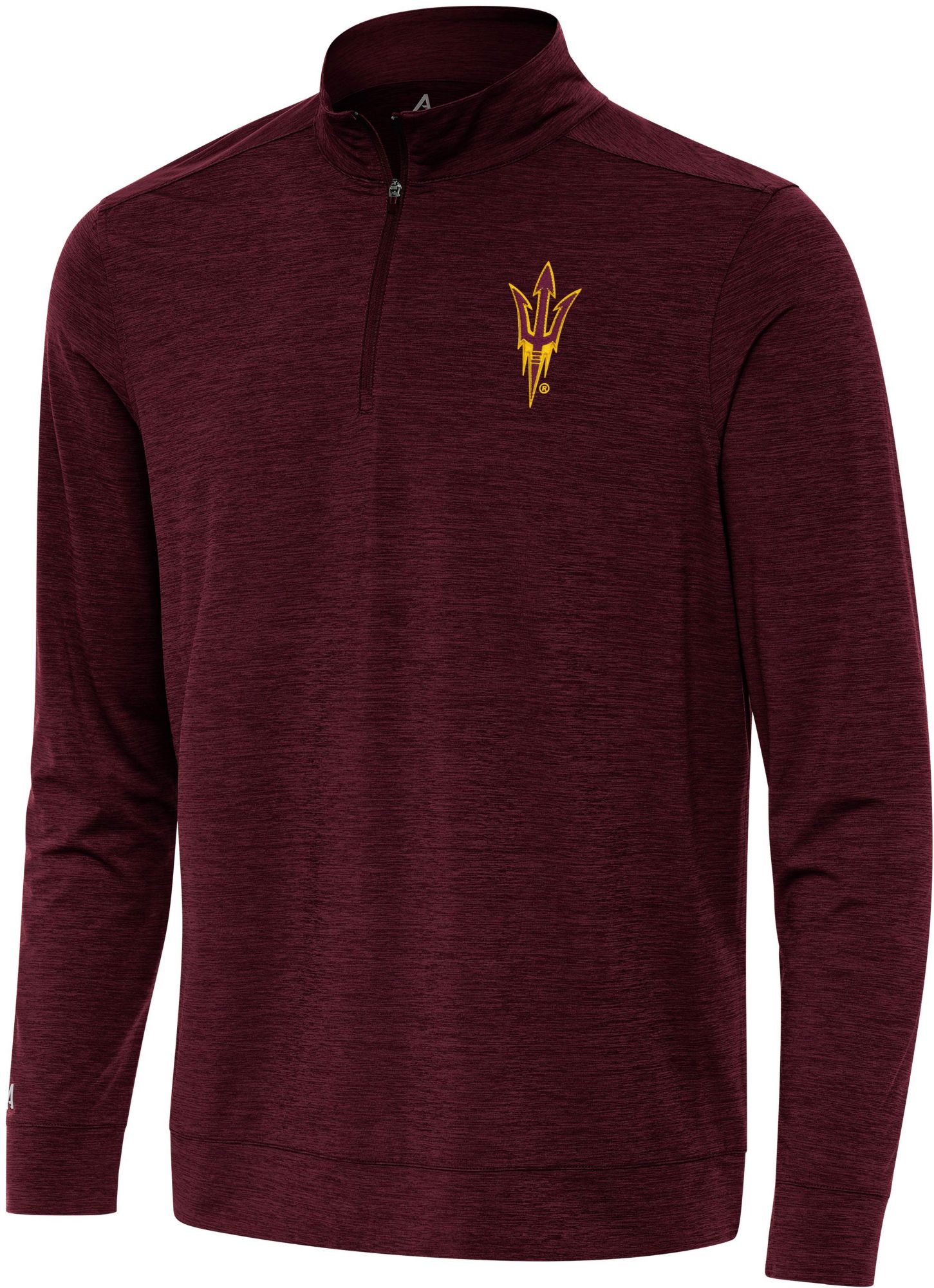 Antigua Men's Arizona State Sun Devils Maroon Heather Mock Neck Quarter-Zip Shirt