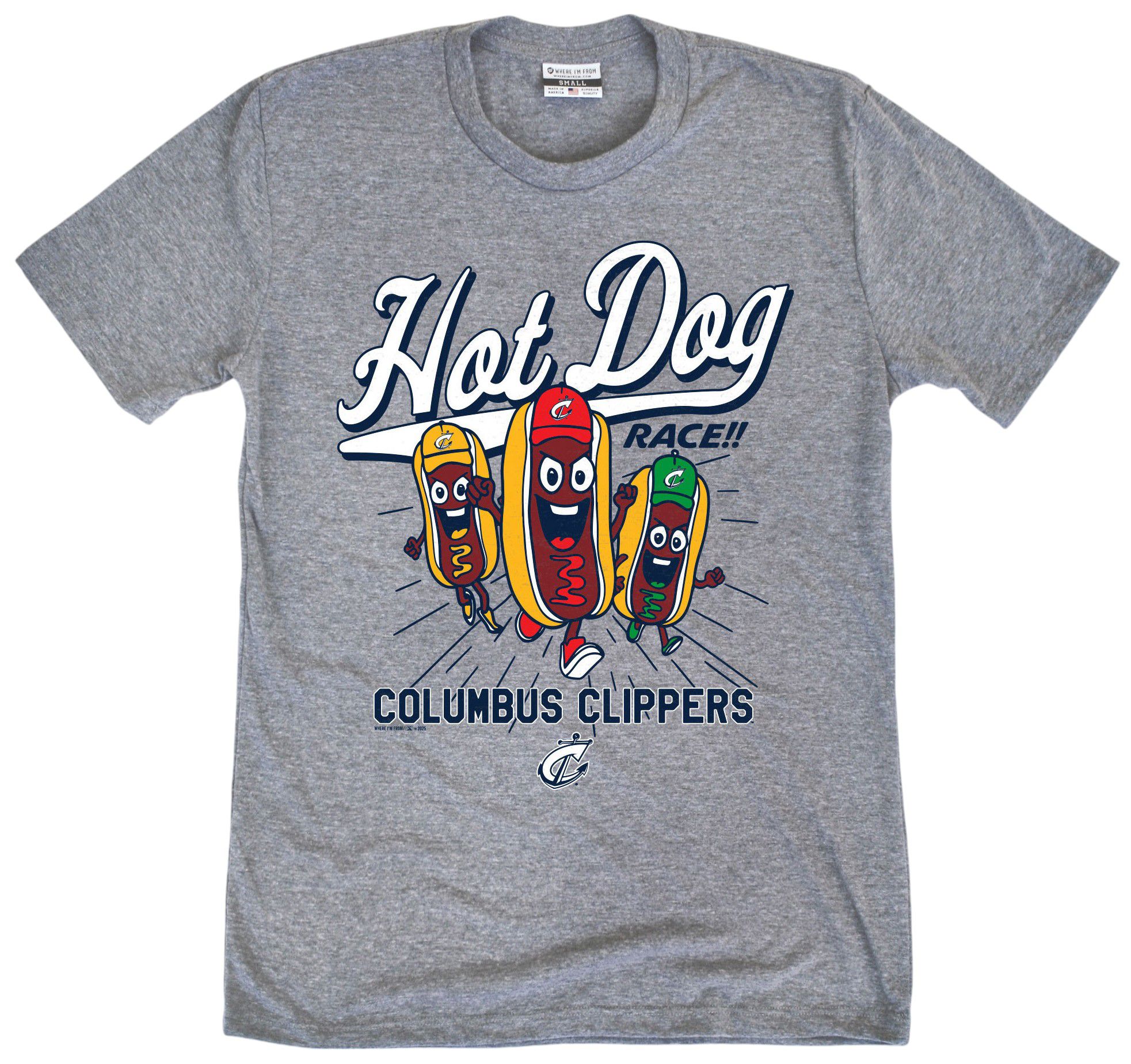 Where I'm From Adult Columbus Clippers Grey Dog Race T-Shirt