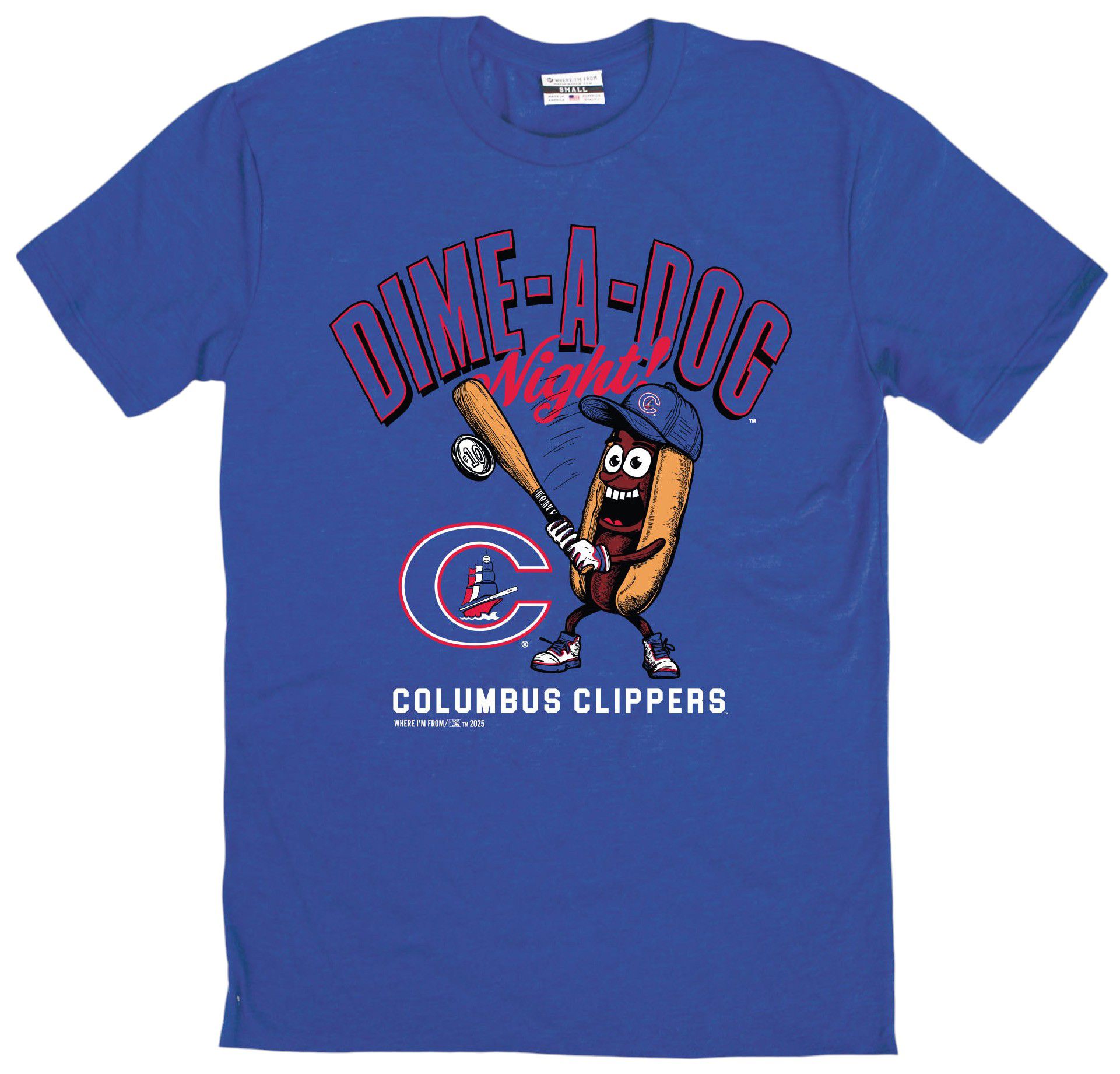 Where I'm From Adult Columbus Clippers Royal Dime A Dog T-Shirt