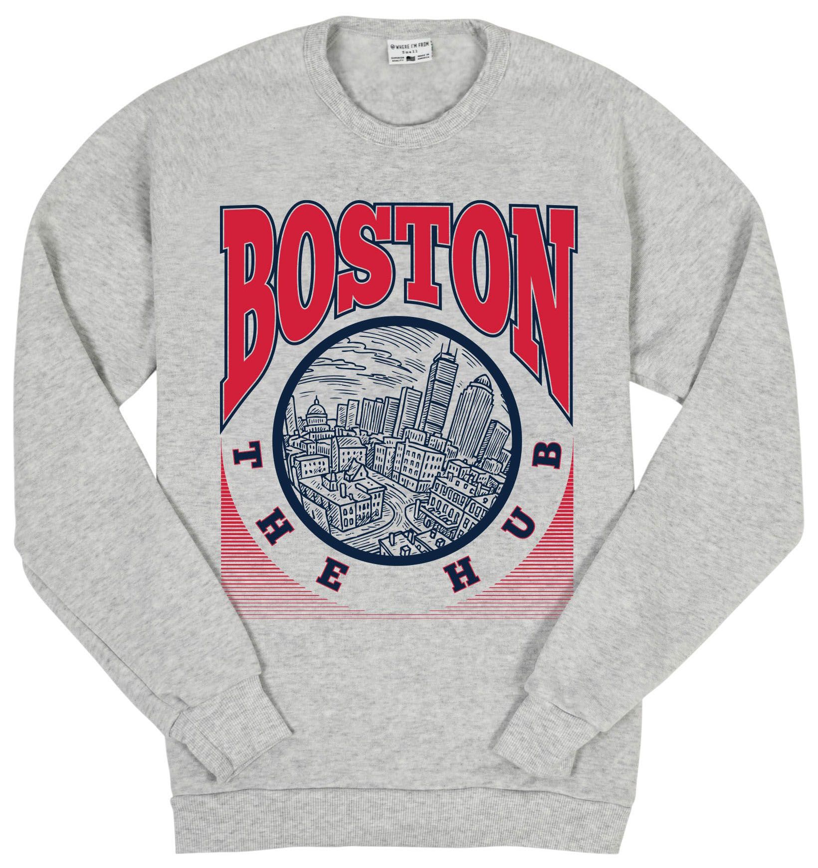 Where I'm From Men's Boston White Circle Crewneck Sweatshirt