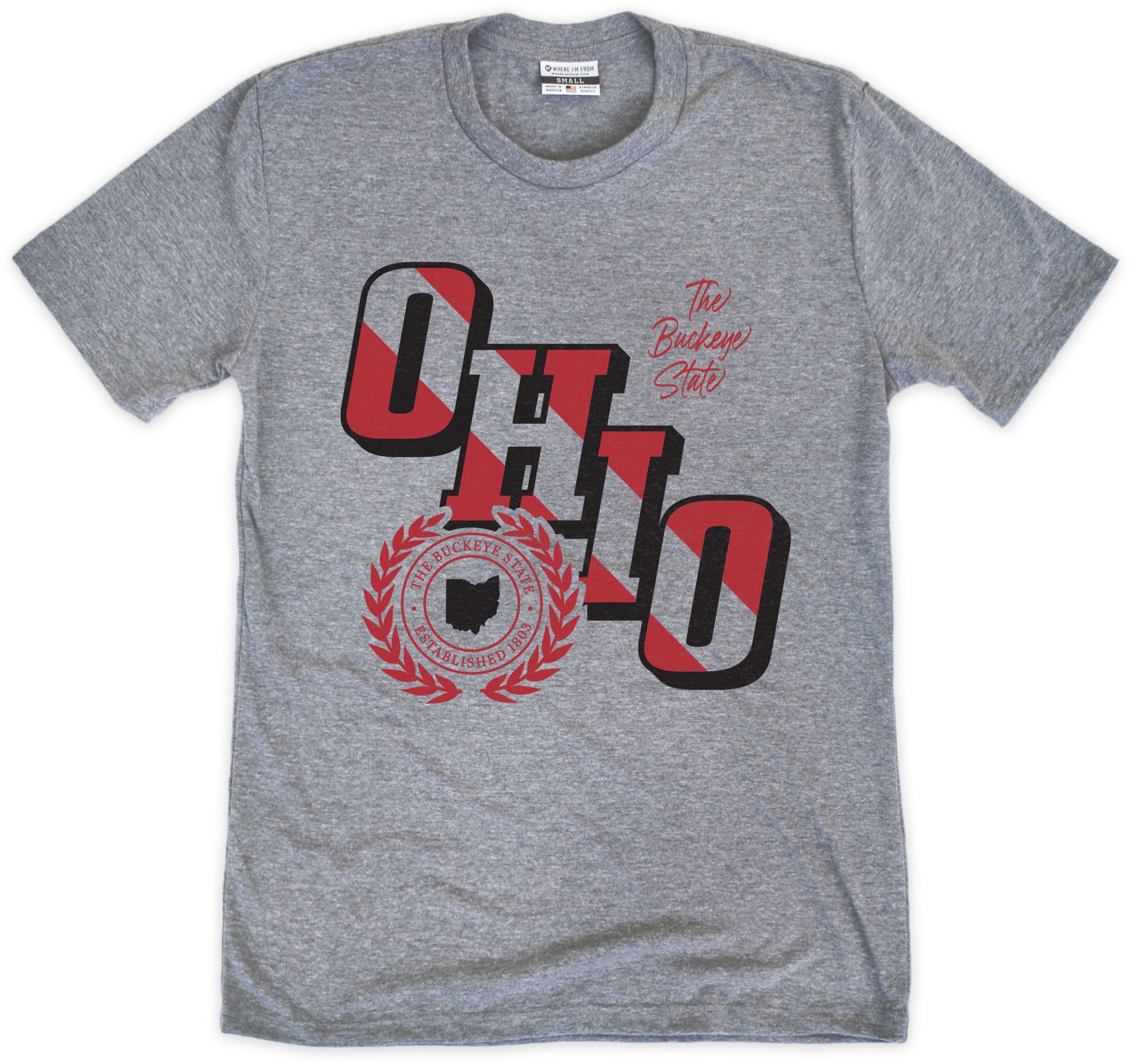 Where I'm From Men's Columbus Ohio Grey Stripe Short Sleeve T-Shirt