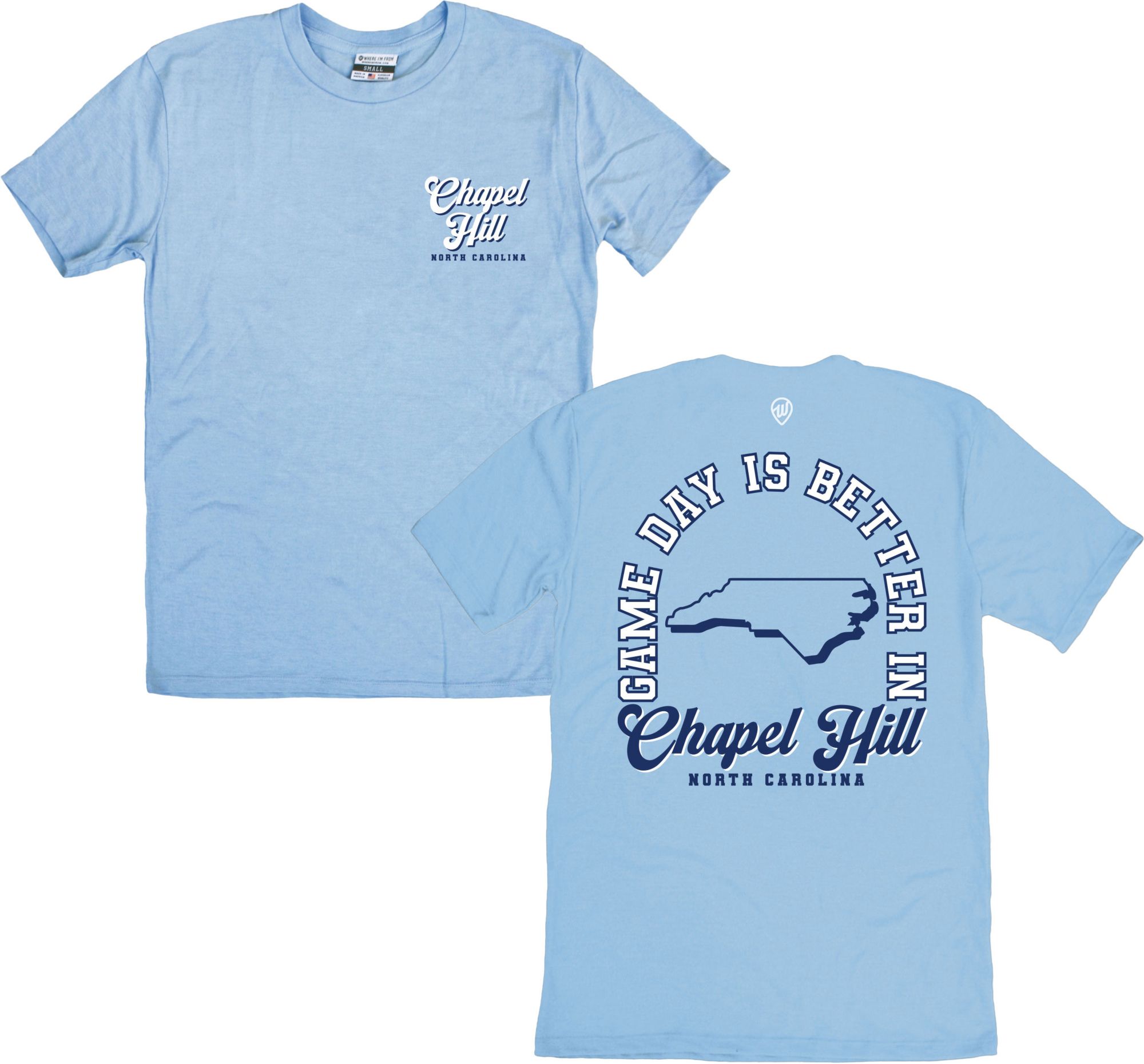 Where I'm From Men's Chapel Hill Light Blue Game Day 2Hit T-Shirt