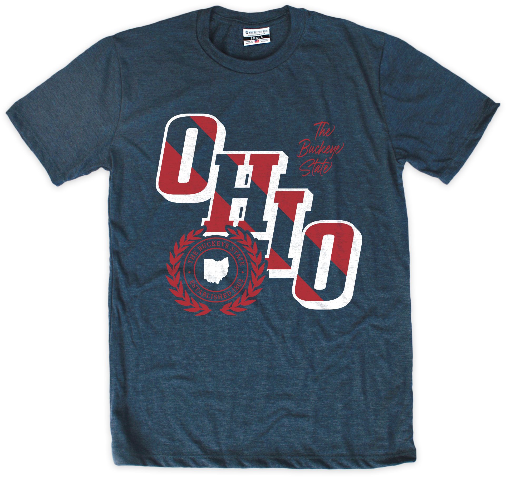 Where I'm From Men's Cleveland Ohio Navy Stripe Short Sleeve T-Shirt