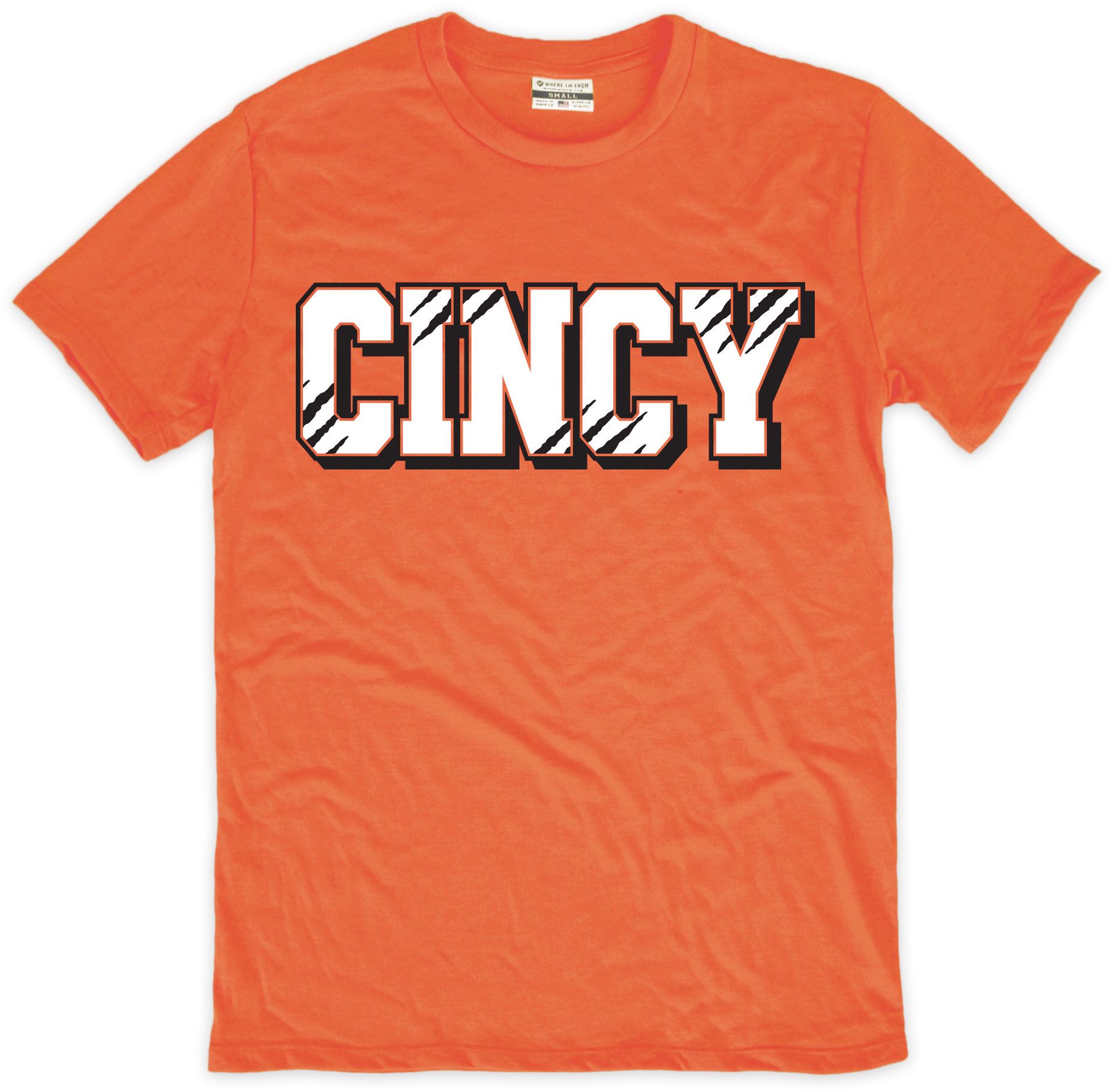 Where I'm From Men's Cincinnati Orange Cincy Claw Short Sleeve T-Shirt