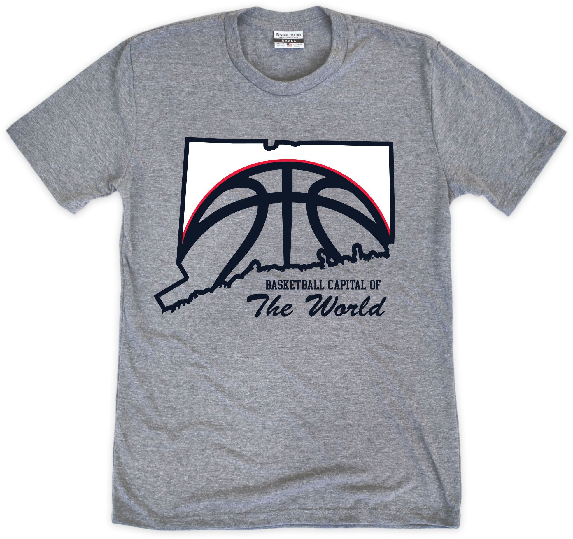 Where I'm From Men's Connecticut Gray Basketball Capital T-Shirt