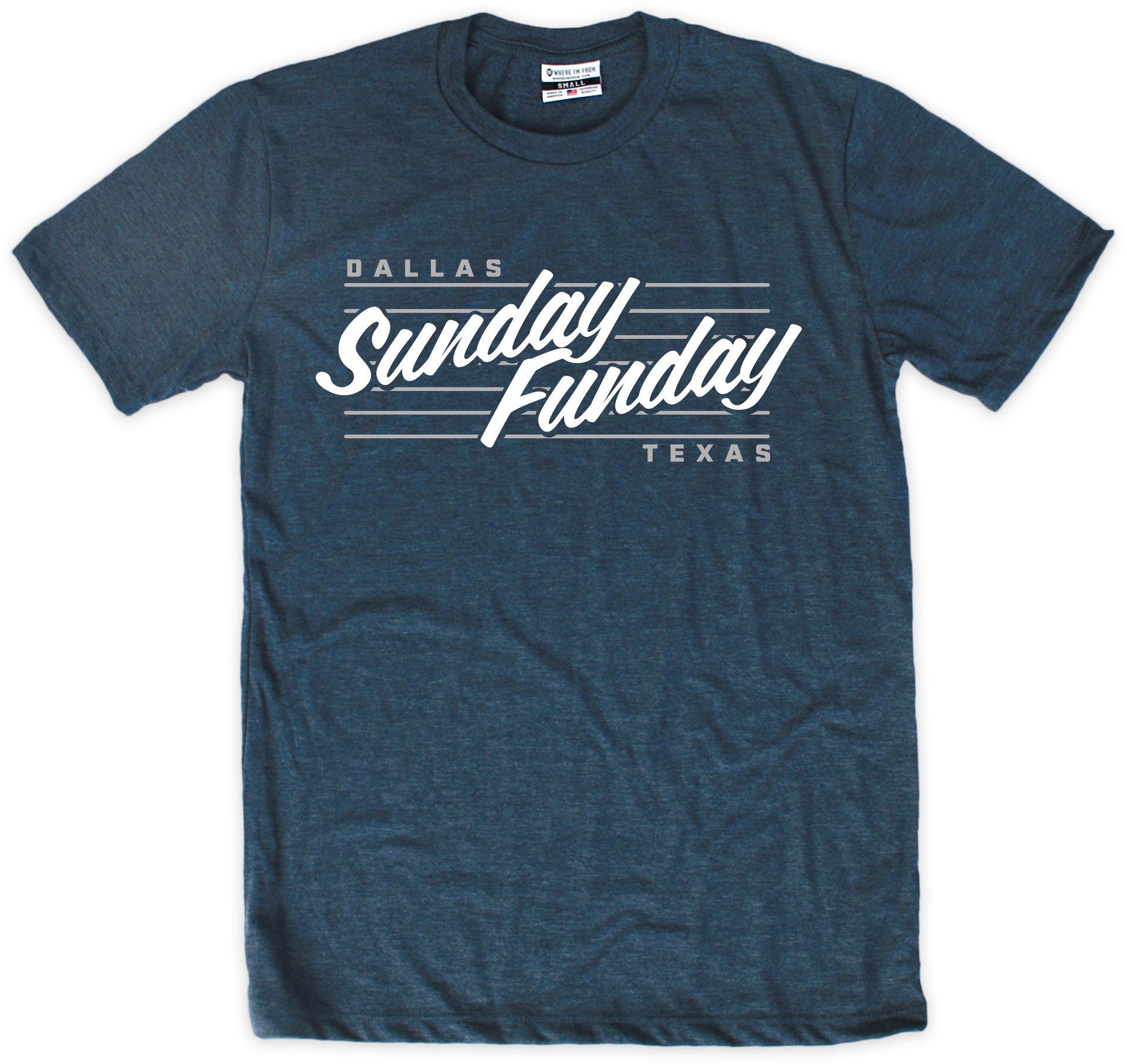 Where I'm From Men's Dallas Navy Sunday Funday Short Sleeve T-Shirt