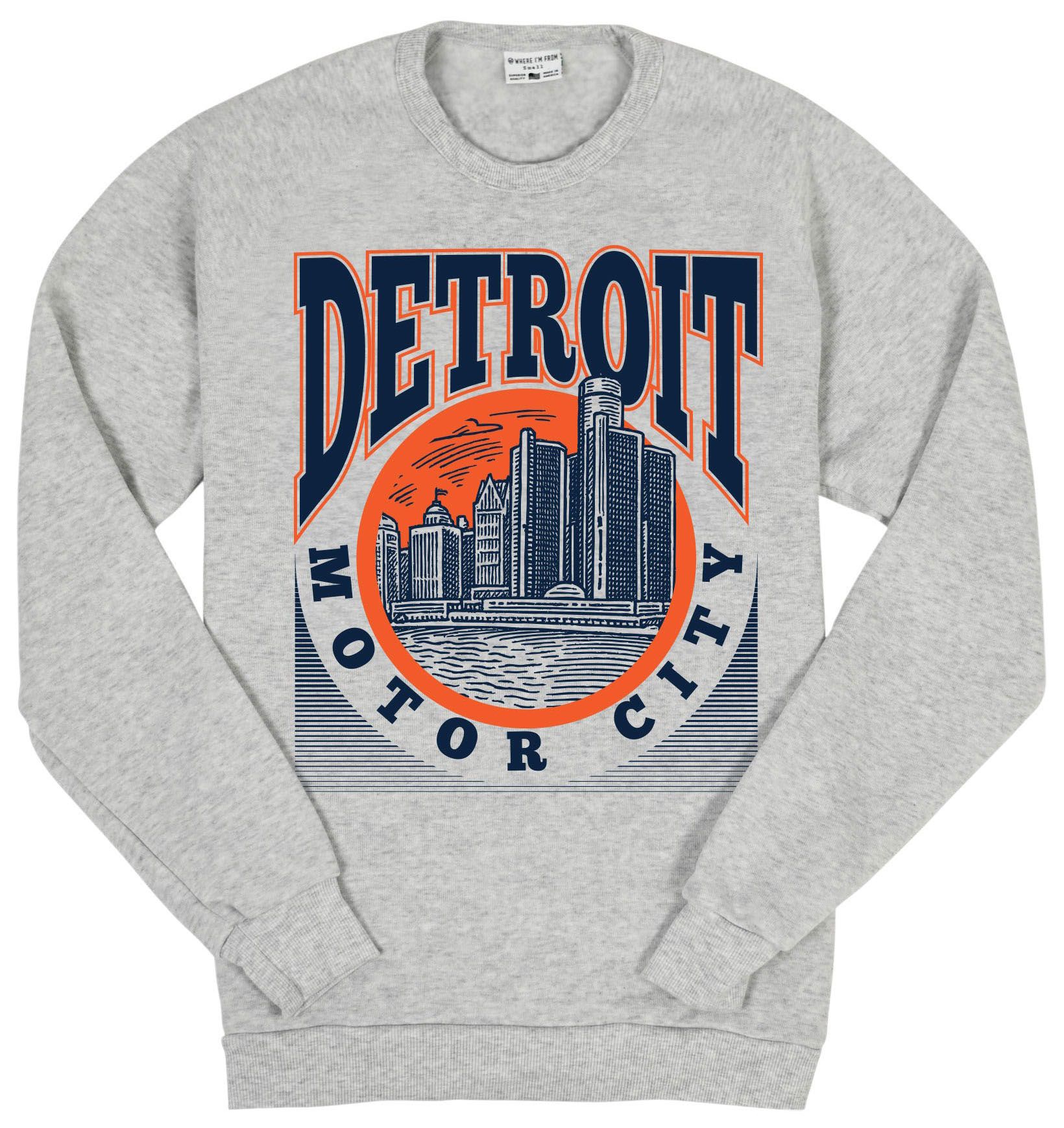 Where I'm From Men's Detroit Ash Circle Crewneck Sweatshirt