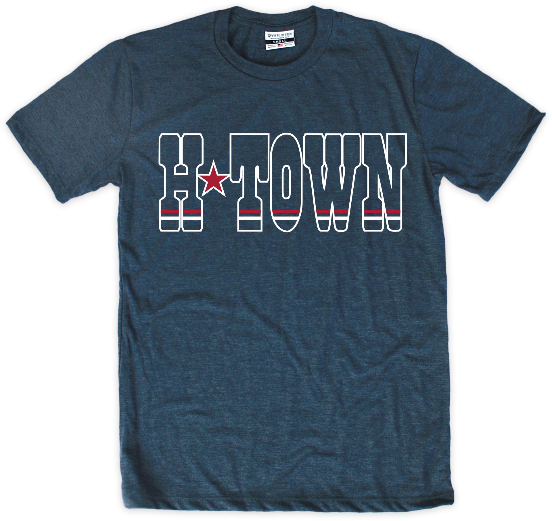 Where I'm From Men's Houston Navy Striped 'H-Town' Short Sleeve T-Shirt