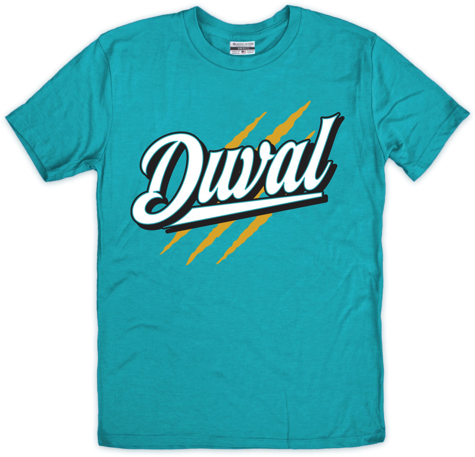 Where I'm From Men's Jacksonville Teal Duval Claw Short Sleeve T-Shirt
