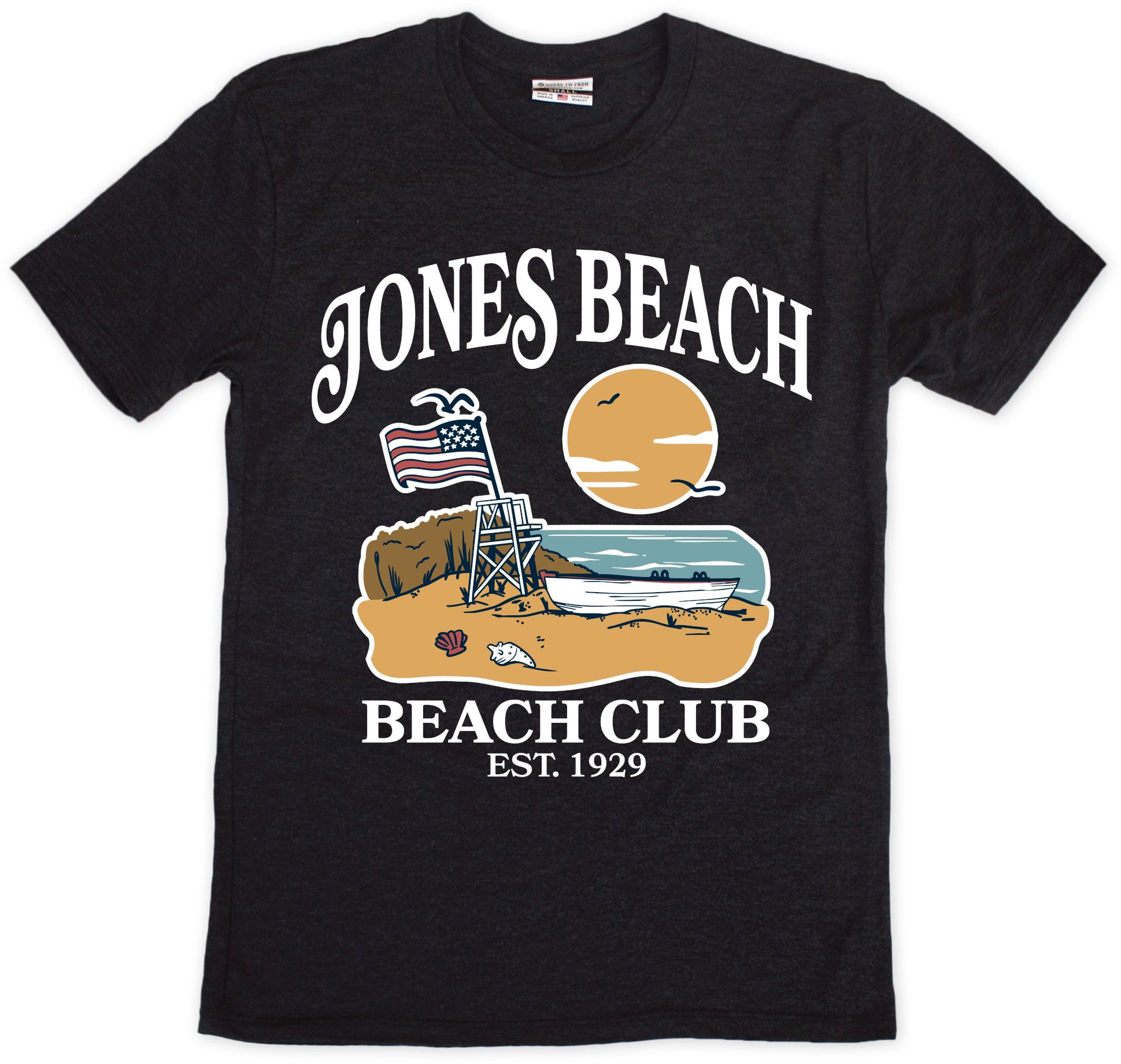 Where I'm From Men's Jones Beach Black Jones Beach T-Shirt