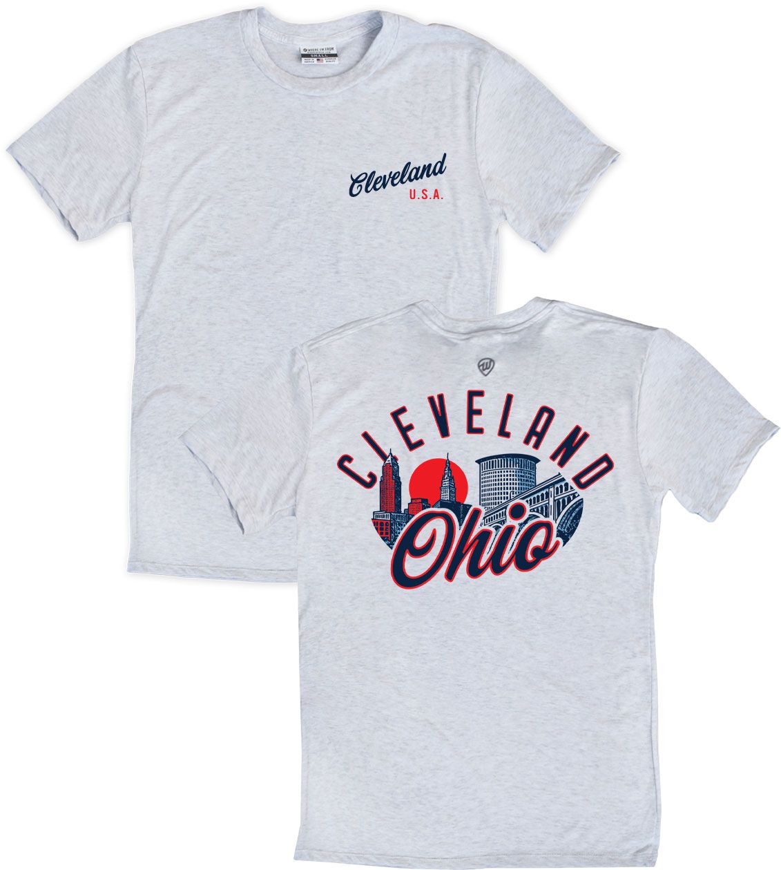 Where I'm From Men's Cleveland White Skyline 2 Hit T-Shirt