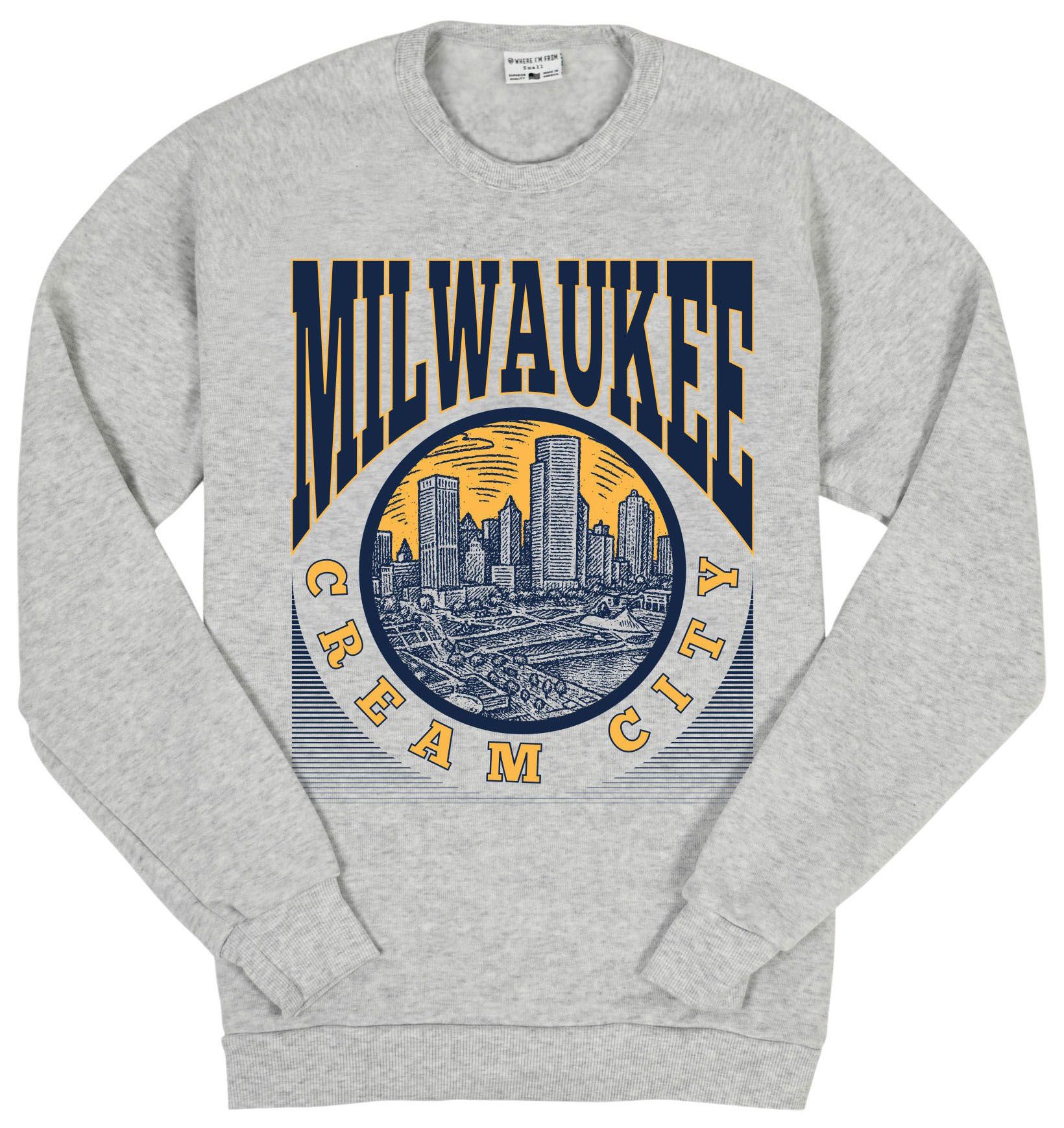 Where I'm From Men's Milwaukee Ash Circle Crewneck Sweatshirt
