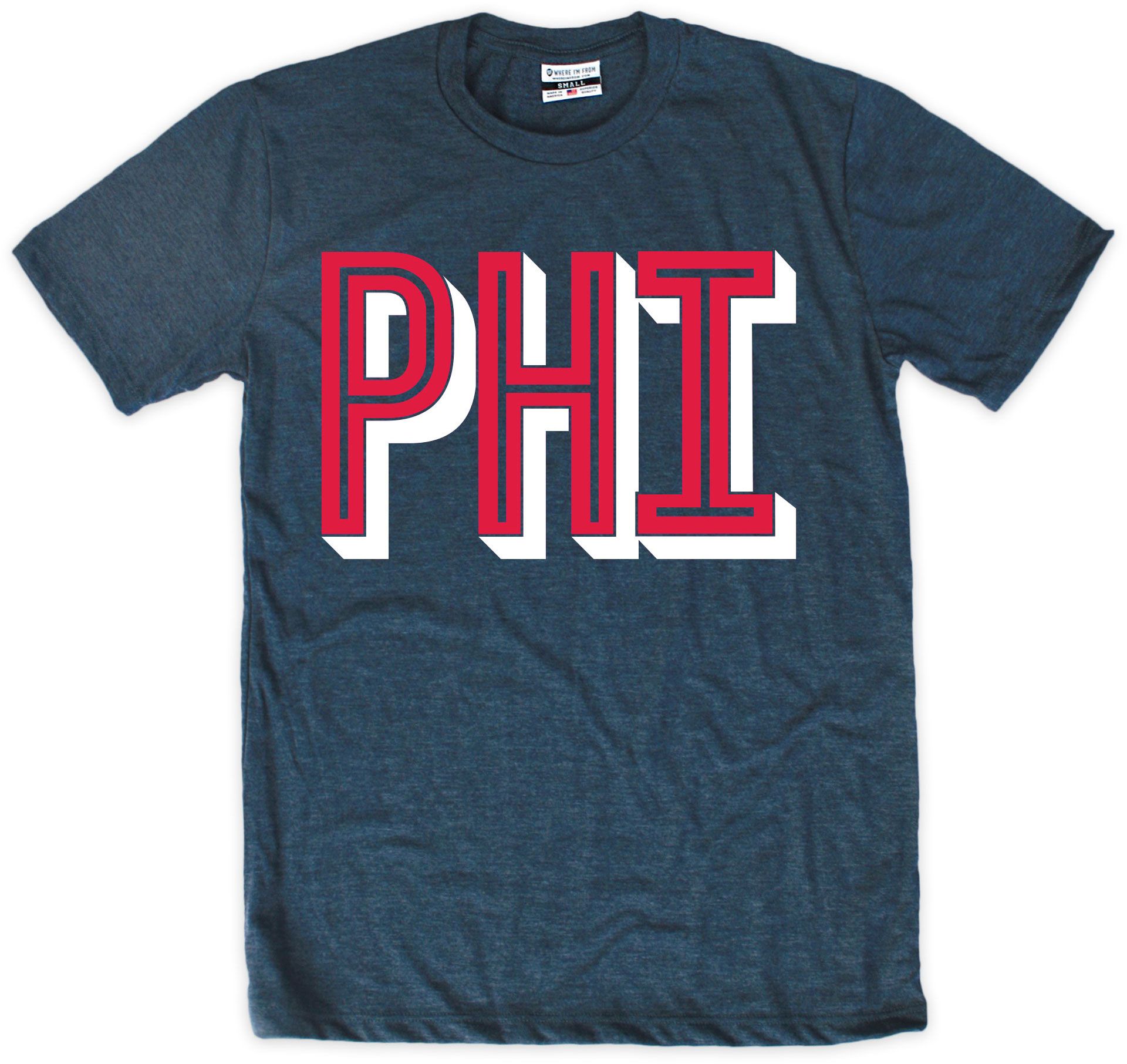Where I'm From Men's Philadelphia Navy Area Code T-Shirt