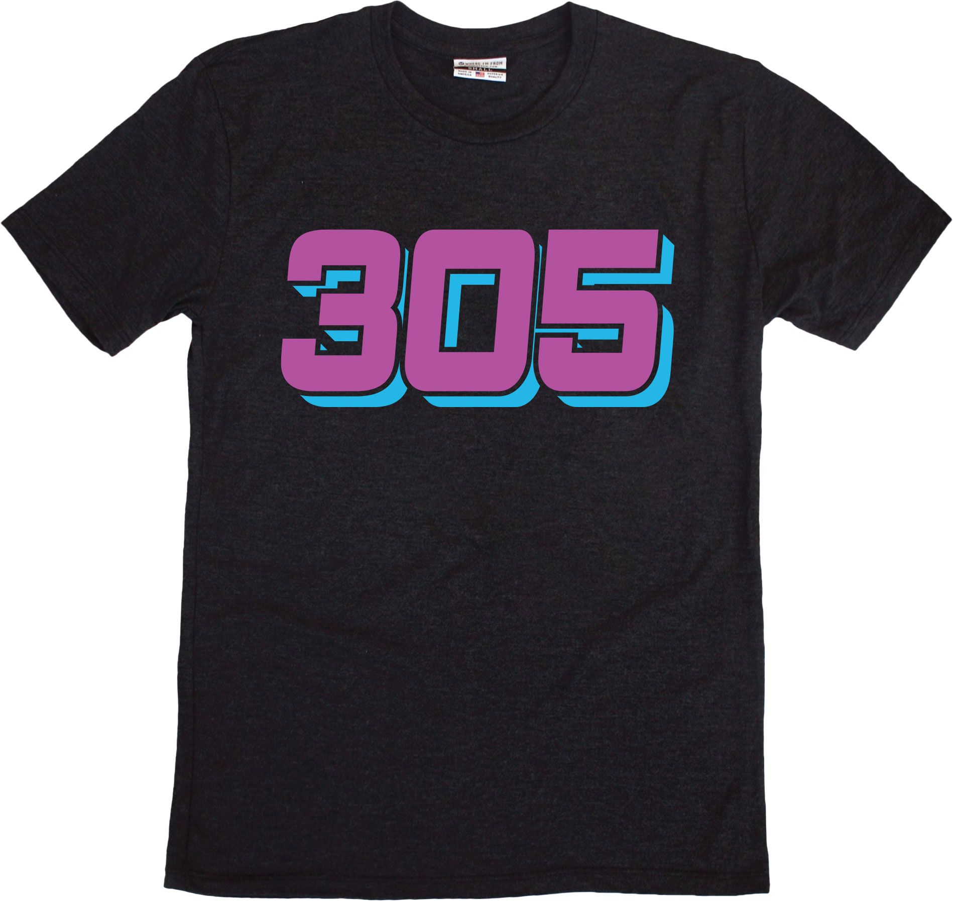 Where I'm From Men's Miami Black Area Code Short Sleeve T-Shirt