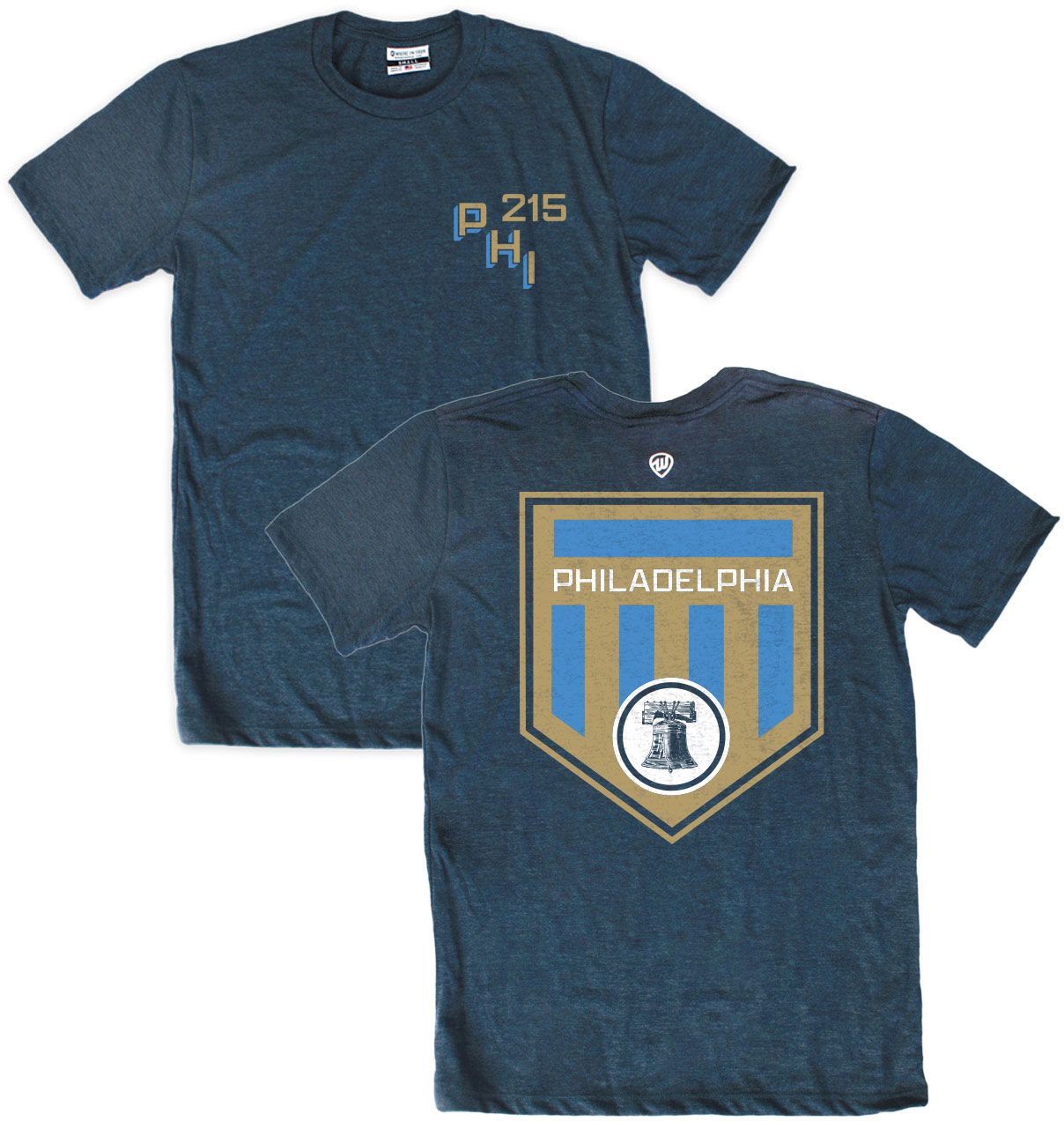 Where I'm From Men's Philadelphia Navy Shield 2 Hit T-Shirt